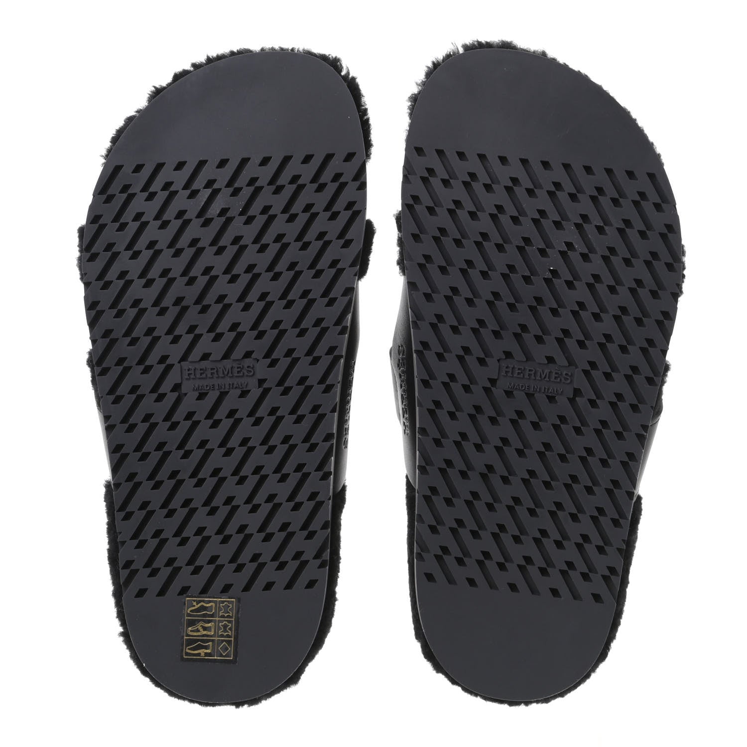 Hermes Calfskin Woolskin Womens Chypre Sandals 35 Black 4 of 4