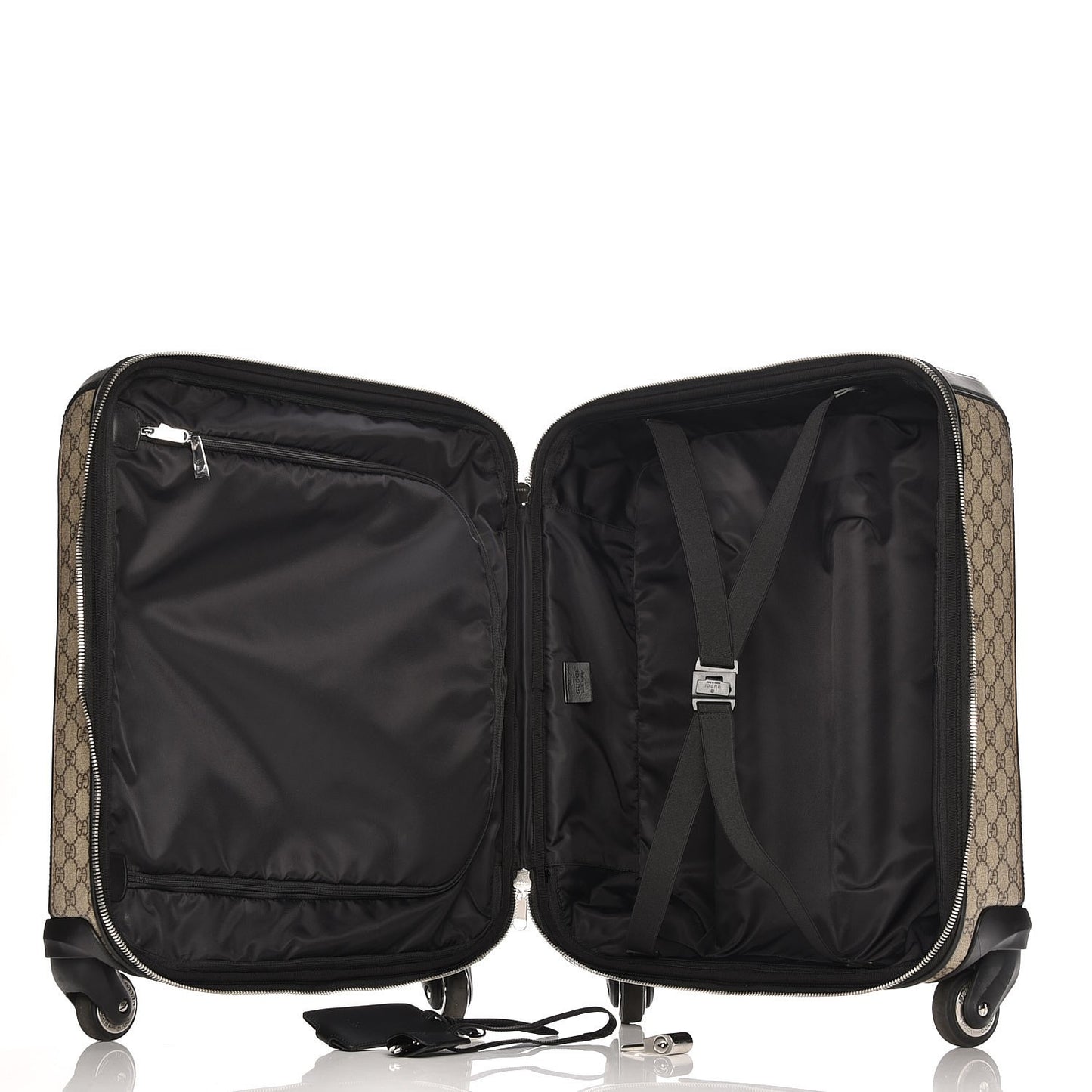 GG Supreme Monogram Calfskin Carry On Trolley Beige Ebony Black
