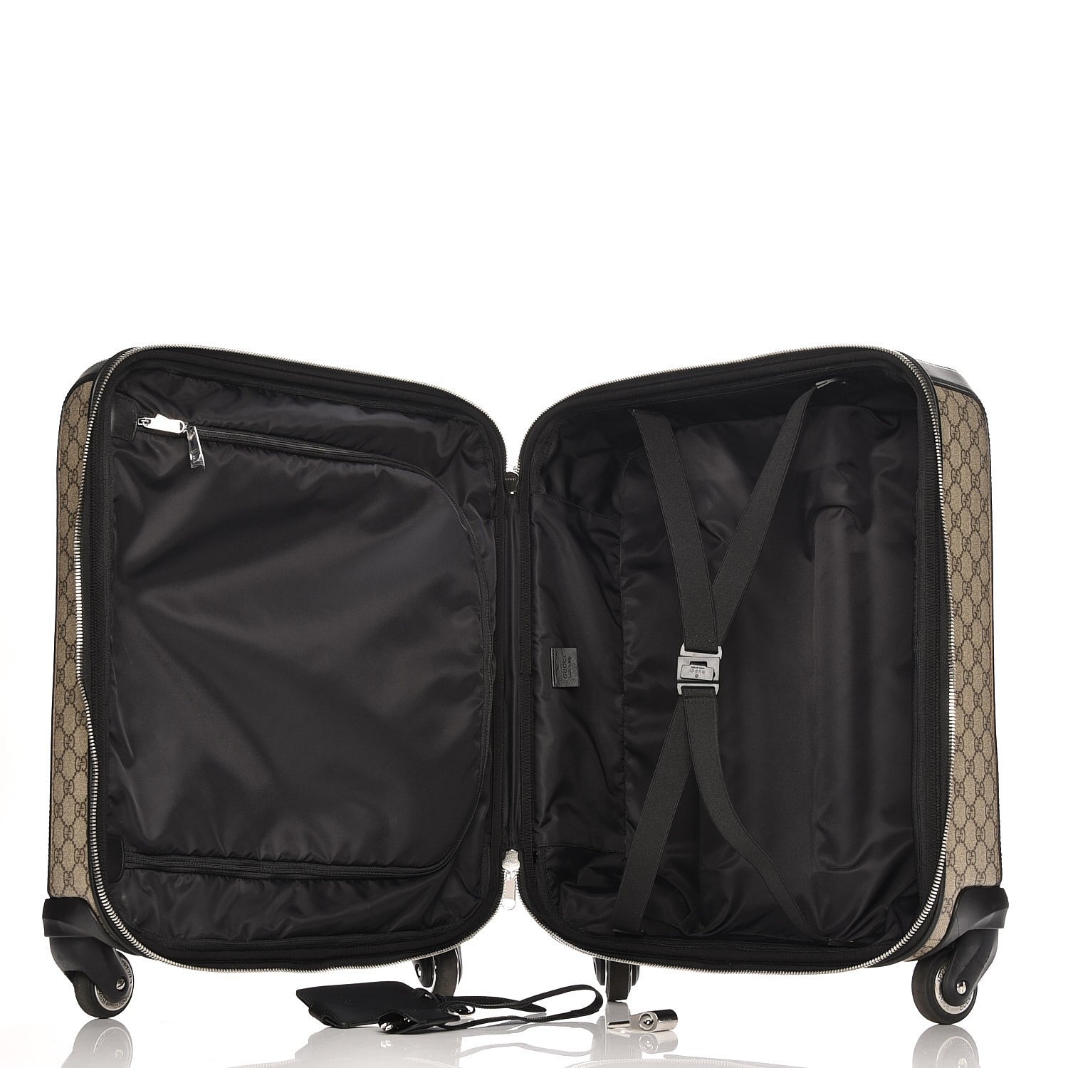 Gucci GG Supreme Monogram Calfskin Carry On Trolley Beige Ebony Black 5 of 12