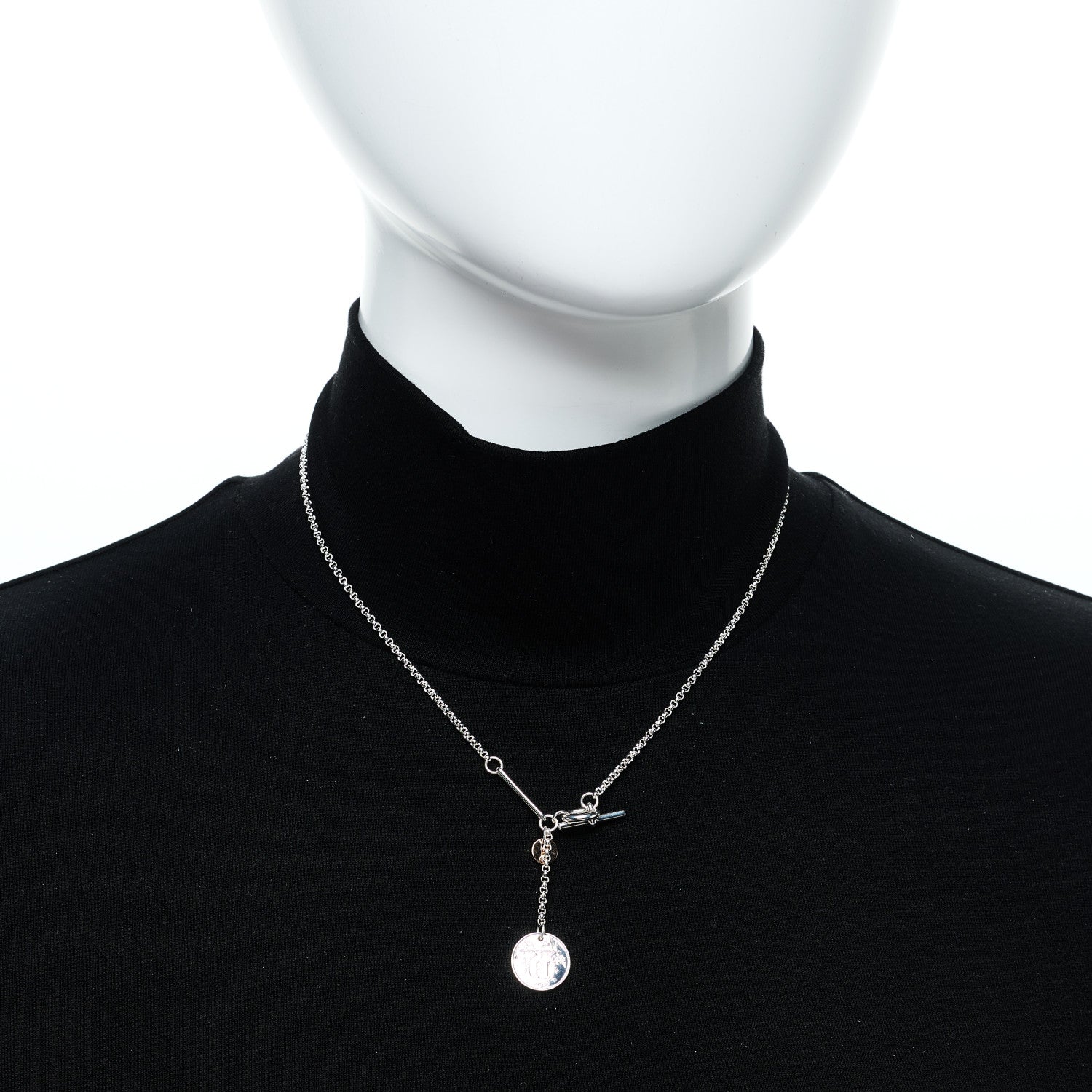 Hermes Sterling Silver 18K Rose Gold PM Ex-Libris Pendant Necklace 2 of 5