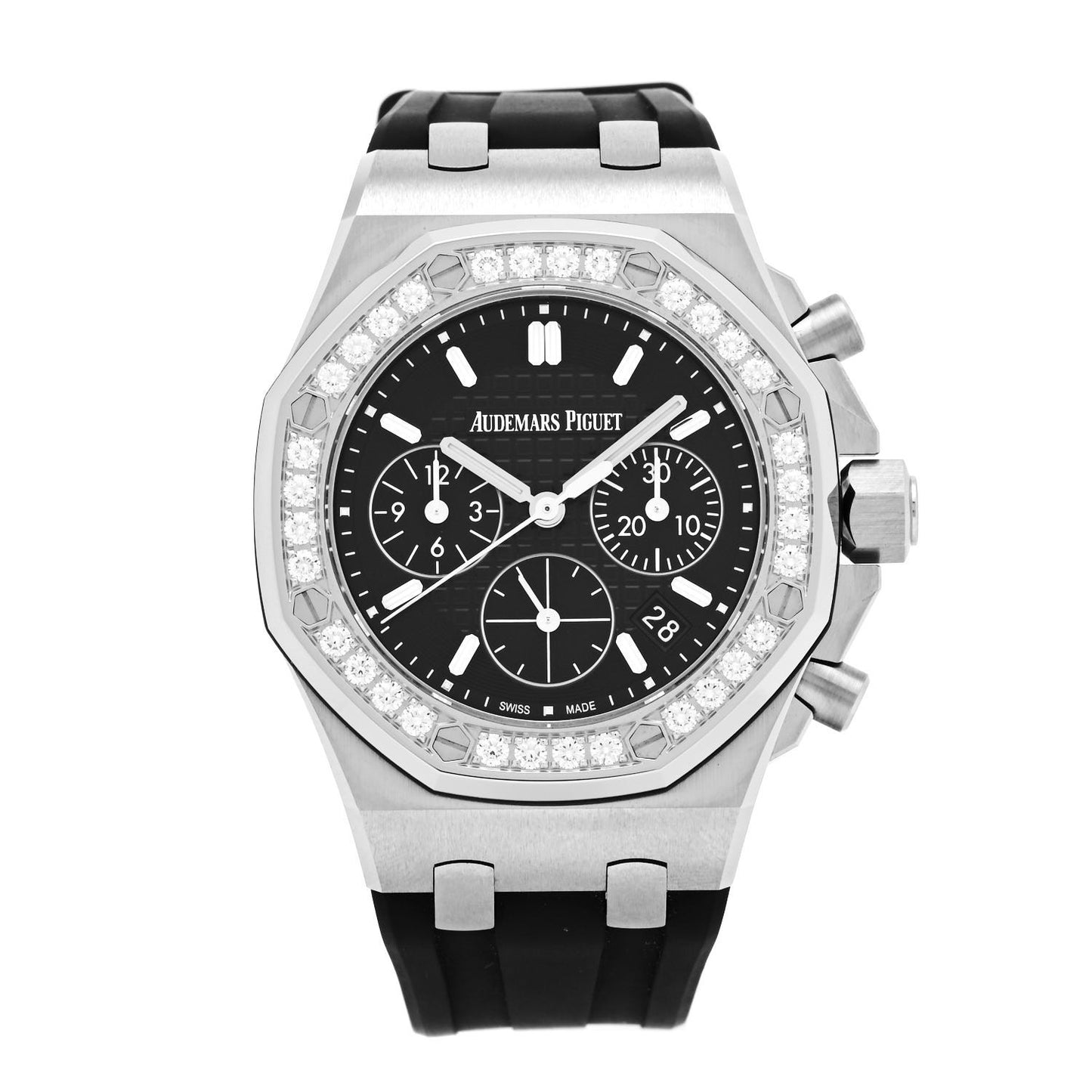 Stainless Steel Rubber Diamond 37mm Royal Oak Offshore Chronograph Automatic Watch Black 26231ST.ZZ.D002CA.01