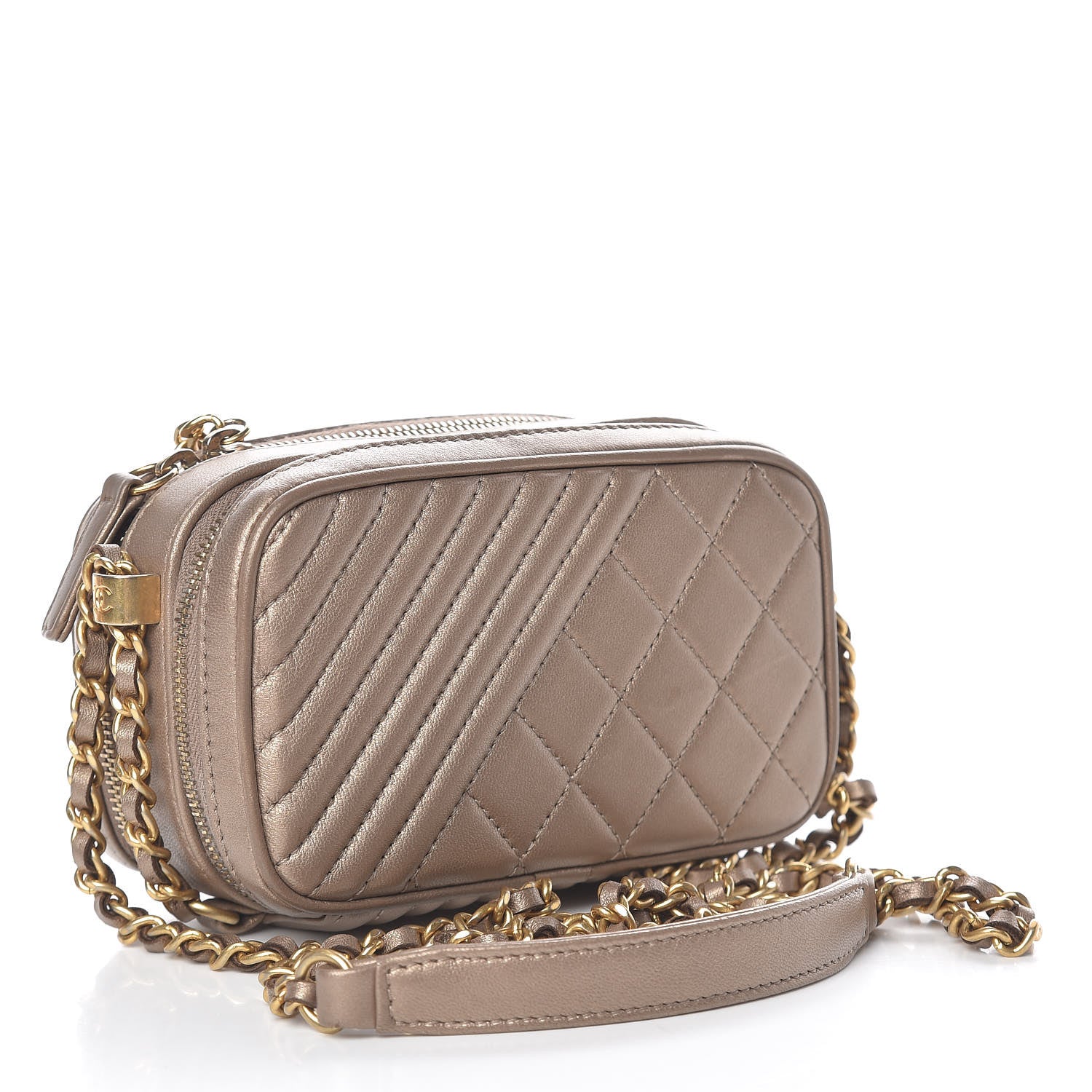 Chanel Metallic Lambskin Mini Coco Boy Camera Case Dark Gold 3 of 11