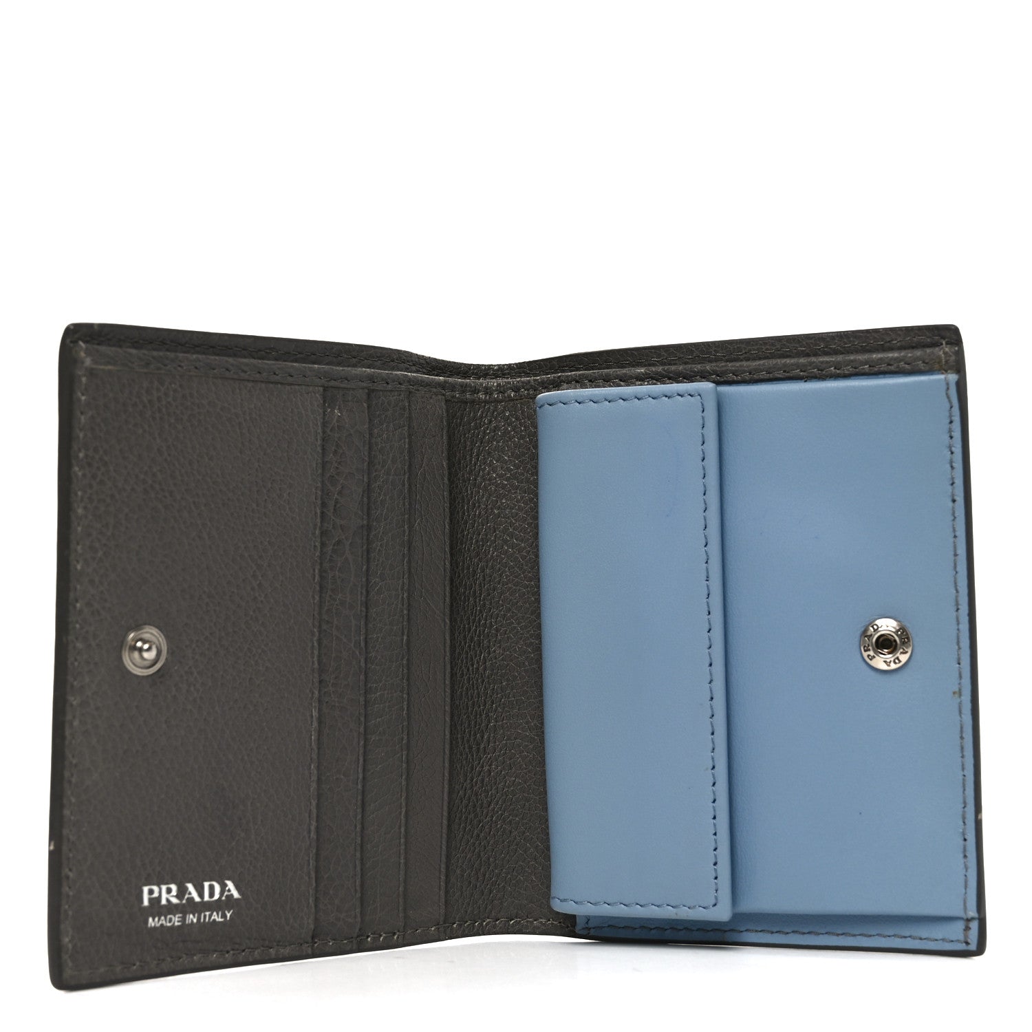 Prada Glace Calfskin City Calfskin Etiquette Compact Wallet Marine Astrale 5 of 7