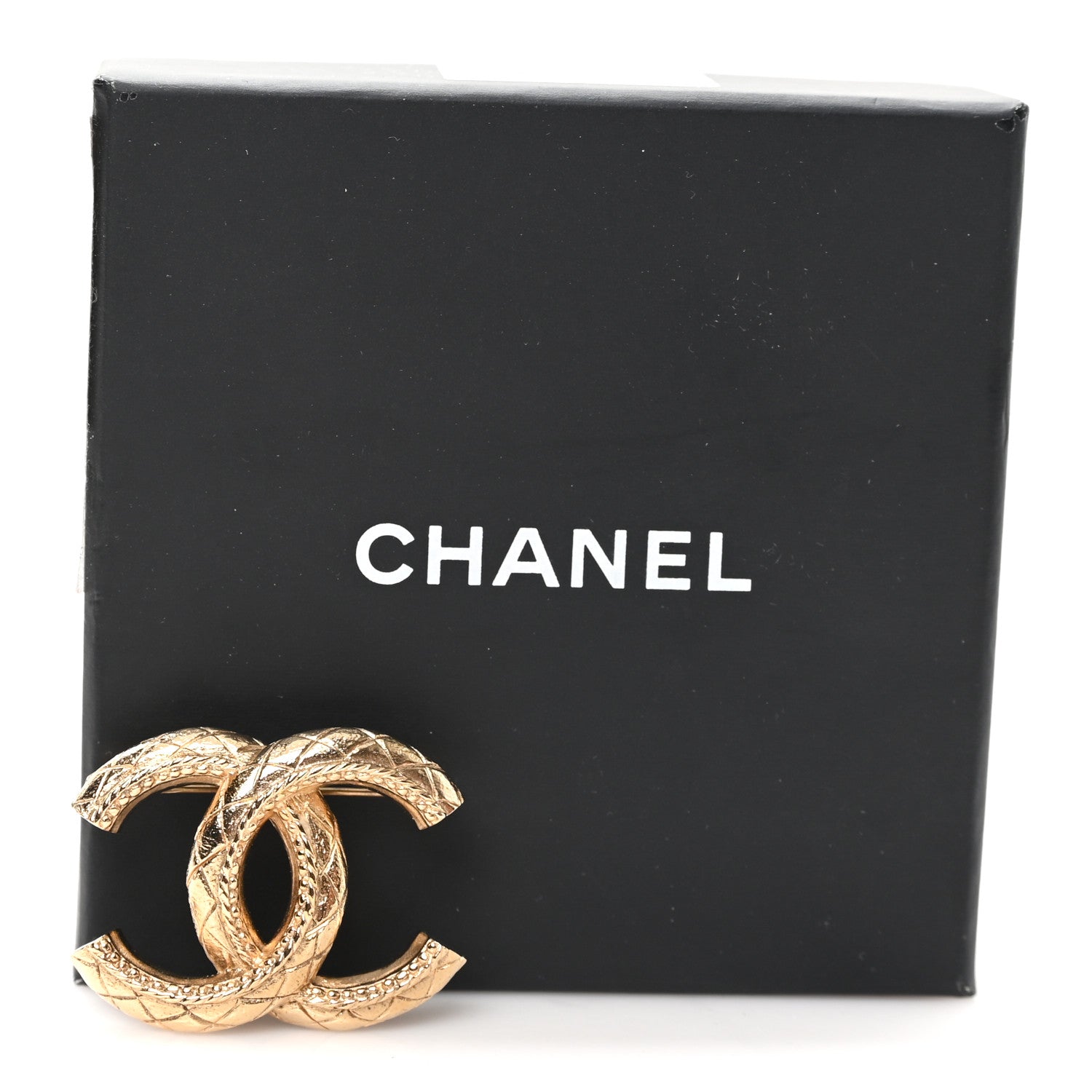 Chanel Metal CC Quilted Brooch Light Gold 4 of 4