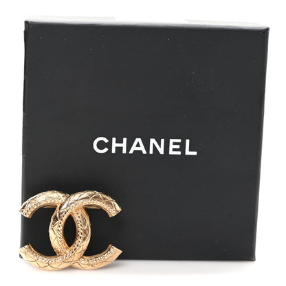 Chanel Metal CC Quilted Brooch Light Gold 4 of 4