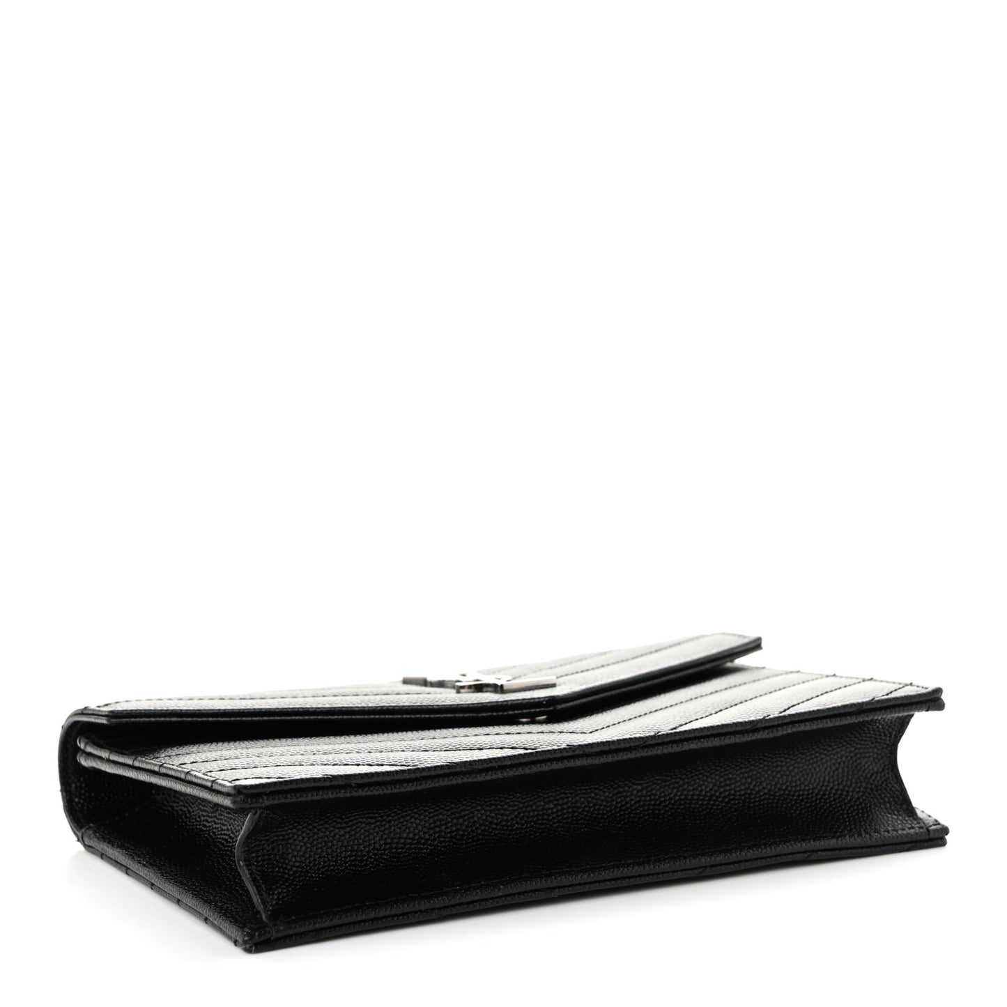 Grain De Poudre Matelasse Chevron Monogram Chain Wallet Black