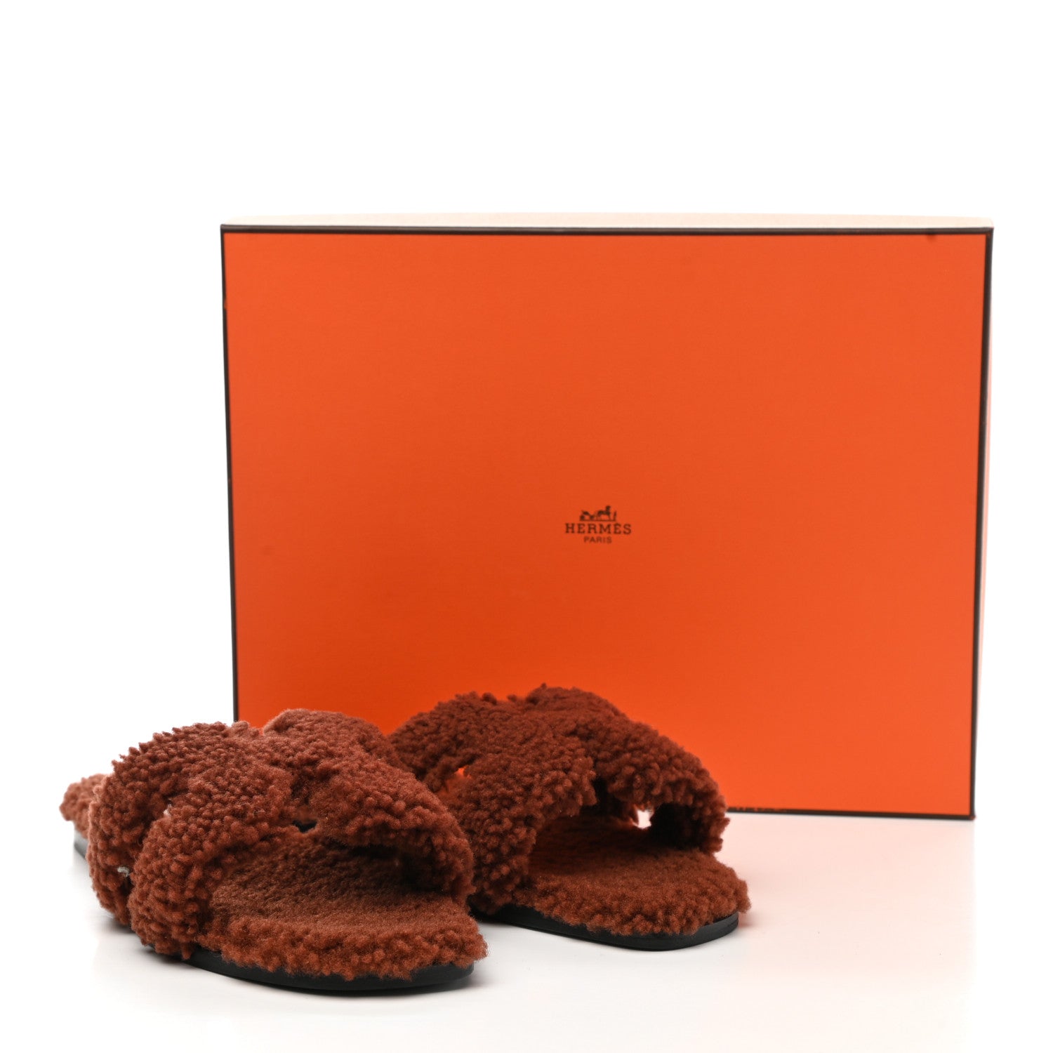 Hermes Woolskin Oran Sandals 38.5 Cognac 8 of 8