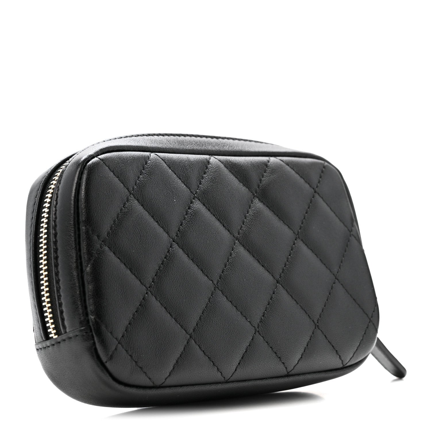 Chanel Lambskin Quilted Small Curvy Pouch Cosmetic Case Black 3 of 8