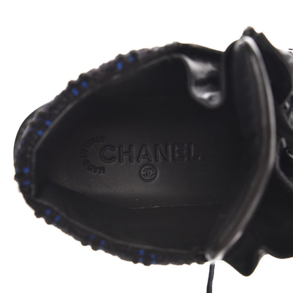 Chanel Lambskin Tweed Zipped Sneakers 36 Black Blue 7 of 8