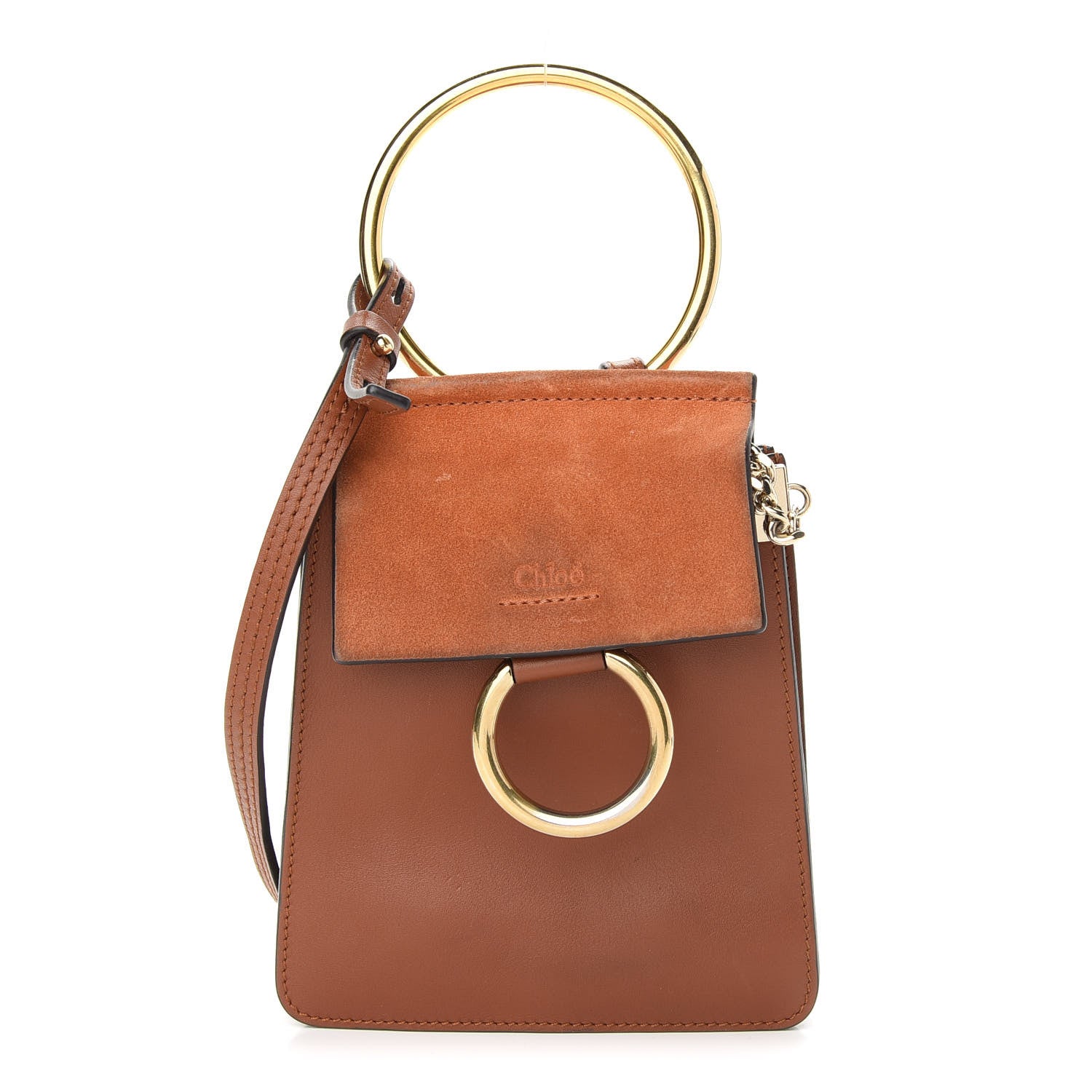 Chloe Suede Calfskin Mini Faye Bracelet Bag Tobacco 1 of 8