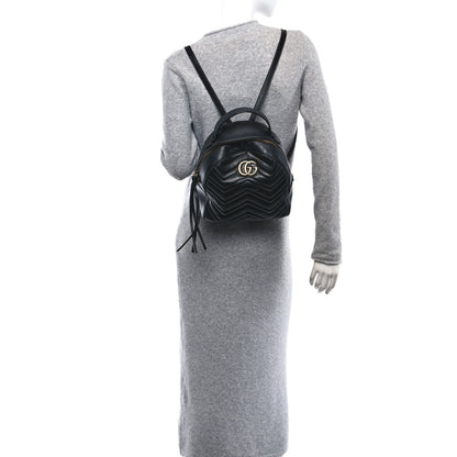 Gucci Calfskin Matelasse GG Marmont Dome Backpack Black 3 of 14