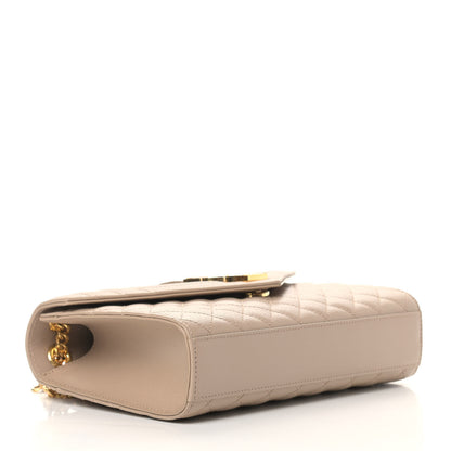 Saint Laurent Grain De Poudre Textured Mixed Matelasse Medium Triquilt Monogram Satchel Dark Beige 4 of 10