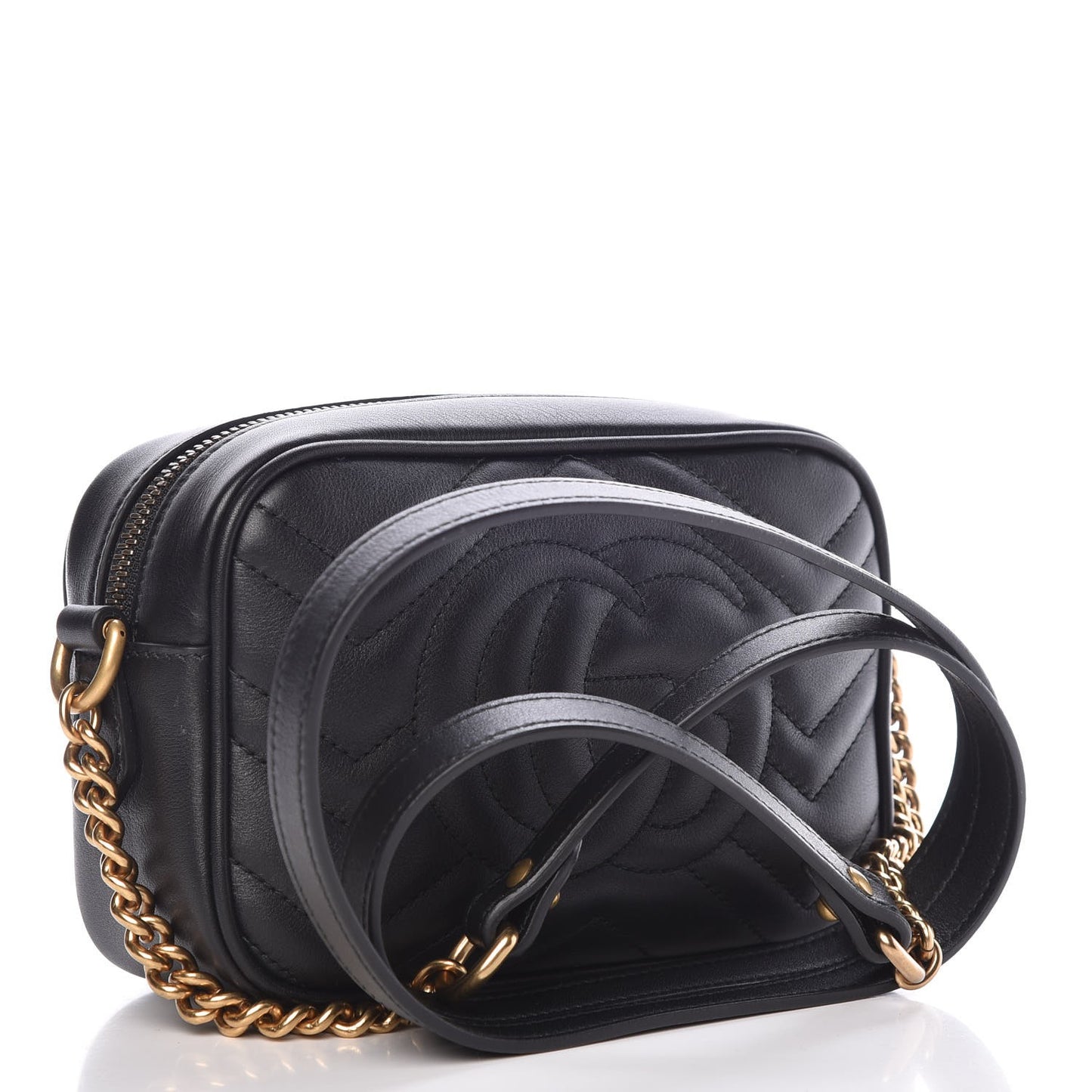 Calfskin Matelasse Mini GG Marmont Chain Shoulder Bag Black