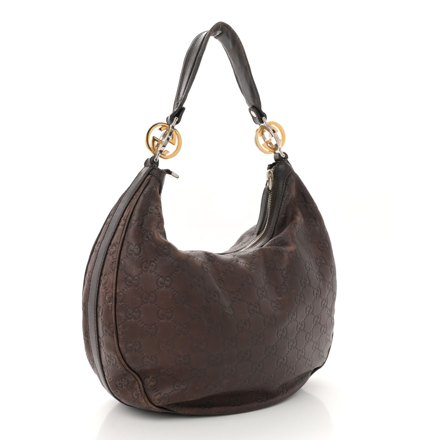 Guccissima Medium GG Twins Hobo Dark Brown