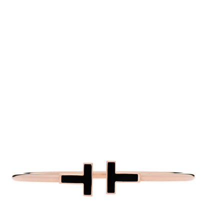 Tiffany 18K Rose Gold Black Onyx T Wire Bracelet 1 of 3