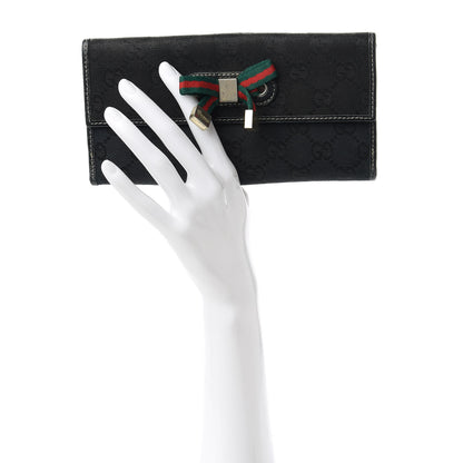 Gucci Monogram Web Bow Wallet Black 2 of 12