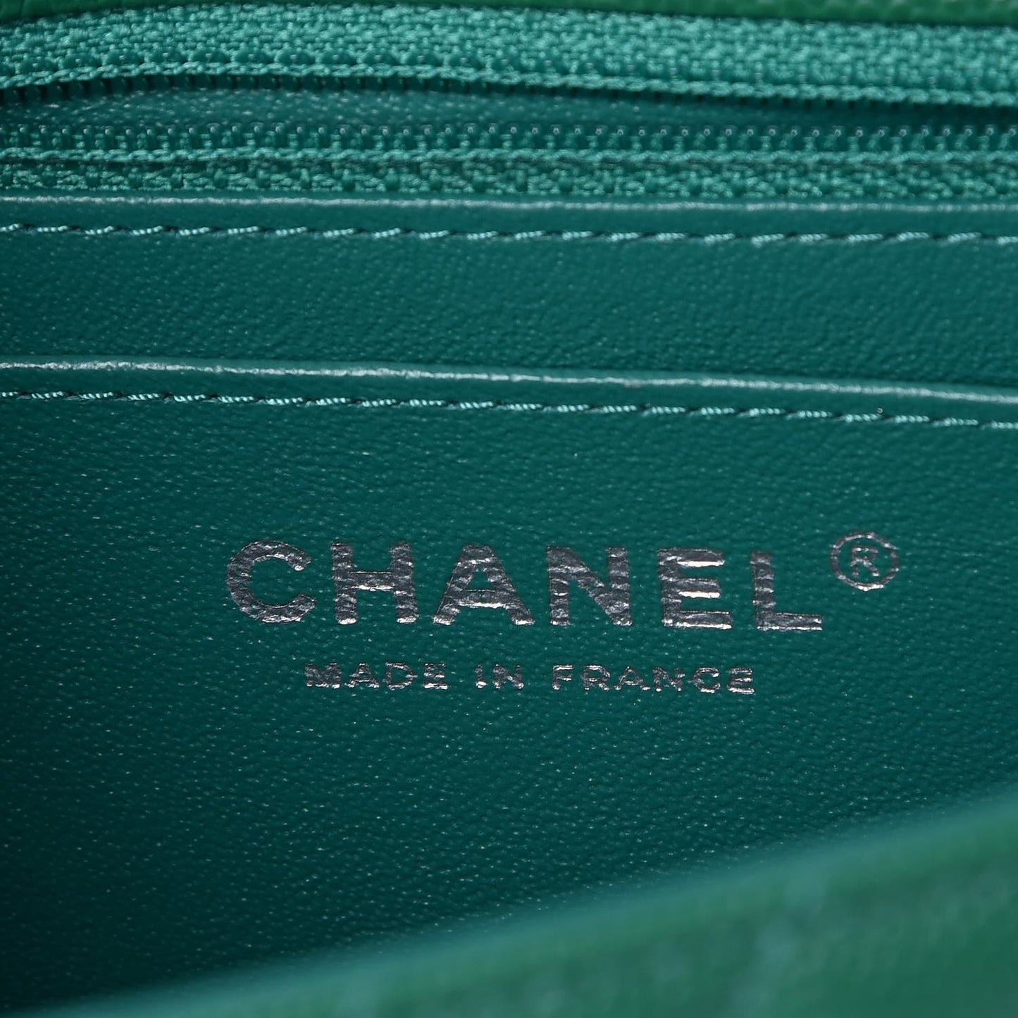 Caviar Chevron Quilted Mini Rectangular Flap Dark Green
