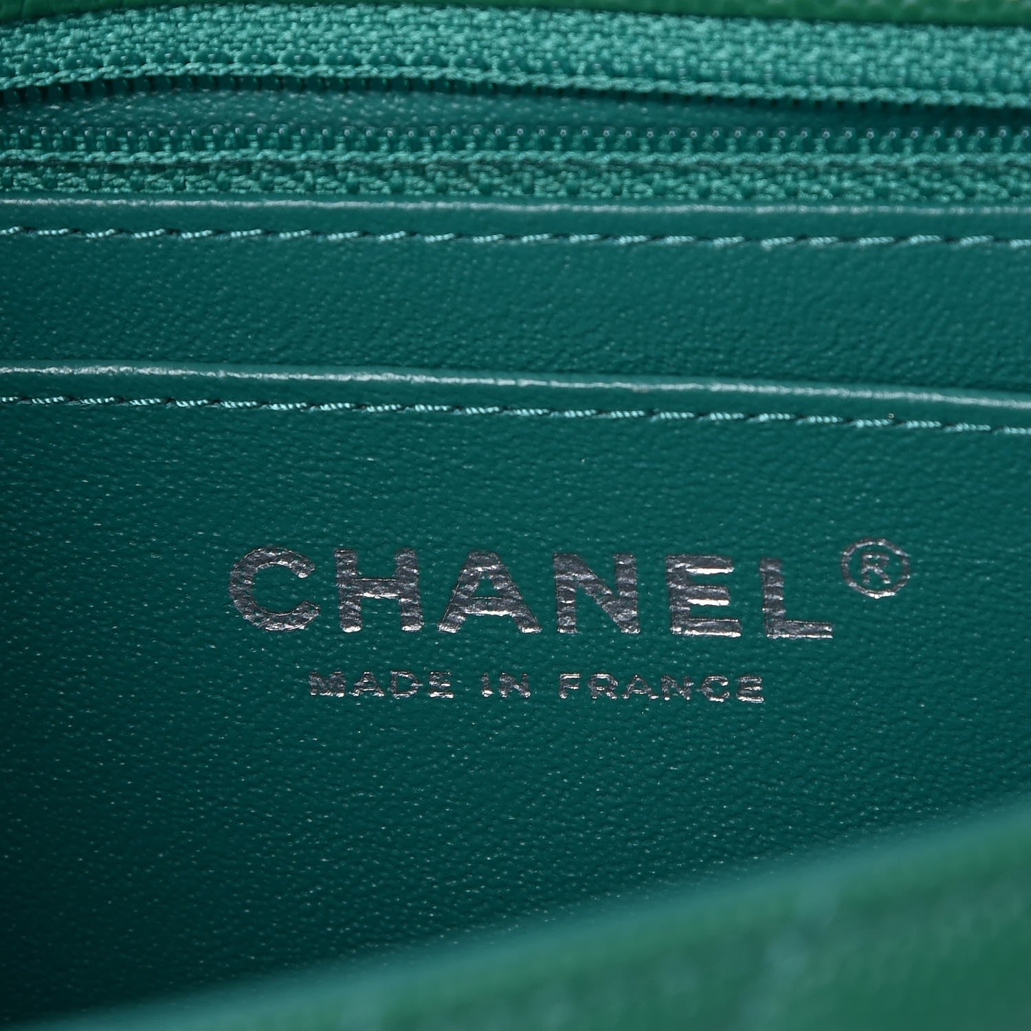 Chanel Caviar Chevron Quilted Mini Rectangular Flap Dark Green 6 of 10