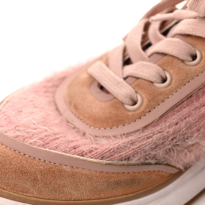 Chanel Suede Calfskin Stretch Fabric CC Sneakers 38 Pink 11 of 11
