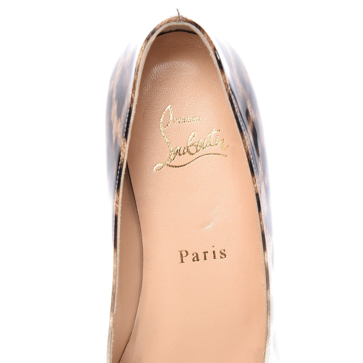 Patent Specchio PVC Leopard Print A6 Flats 35.5 Gold