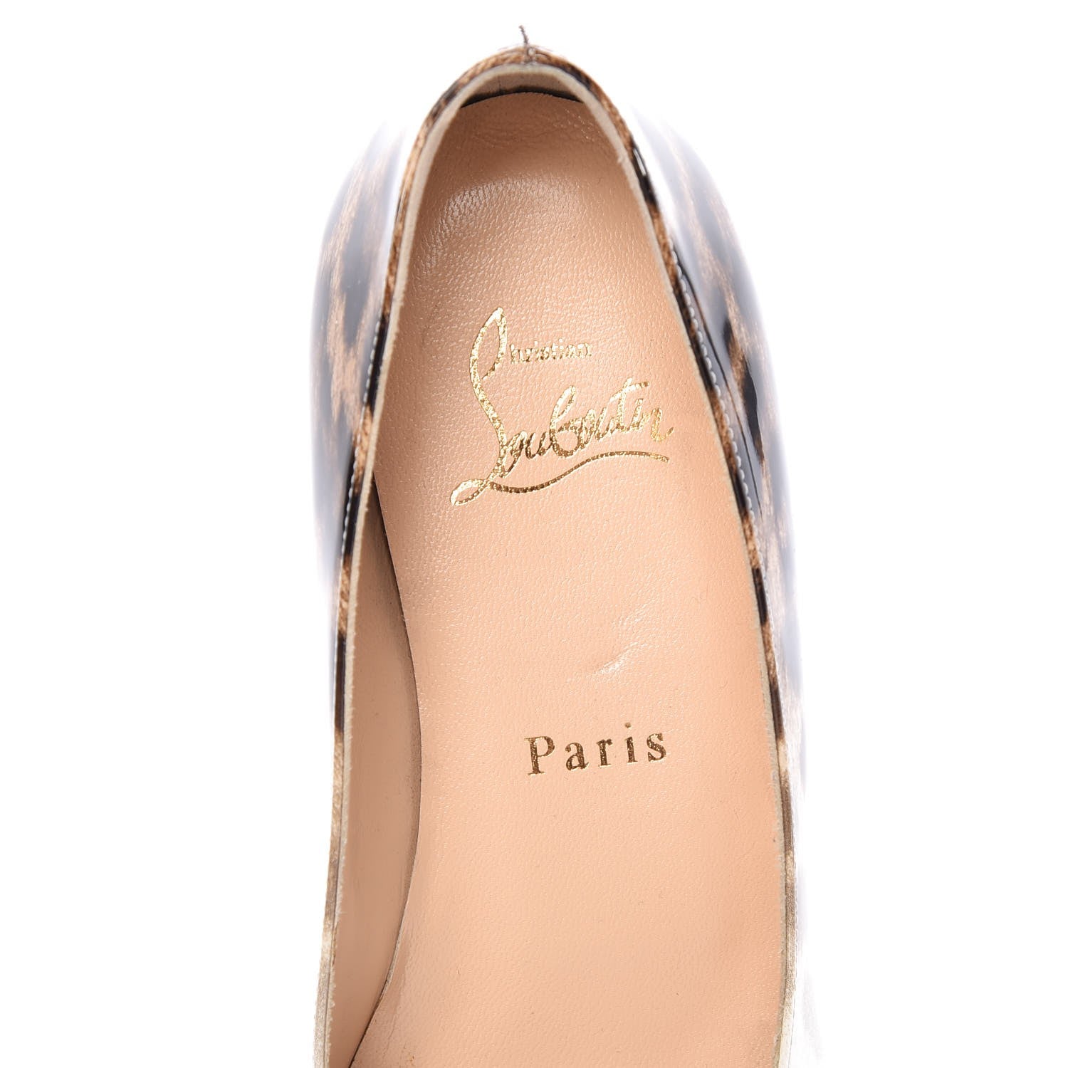 Christian Louboutin Patent Specchio PVC Leopard Print A6 Flats 35.5 Gold 7 of 9