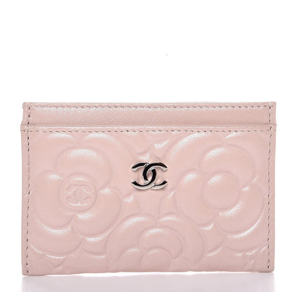 Chanel Lambskin Camellia Embossed Card Holder Nude 1 of 9