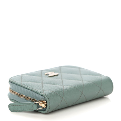Chanel Caviar Quilted Zip Around Coin Purse Wallet Dark Green 4 of 11
