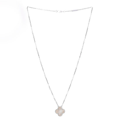 Van Cleef & Arpels 18K White Gold Mother of Pearl Vintage Alhambra Pendant Necklace 3 of 7