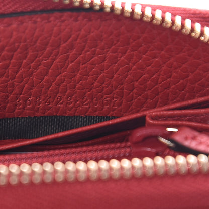 Gucci Monogram Dollar Calfskin Zip Around Wallet Beige Ebony Rosso 7 of 8