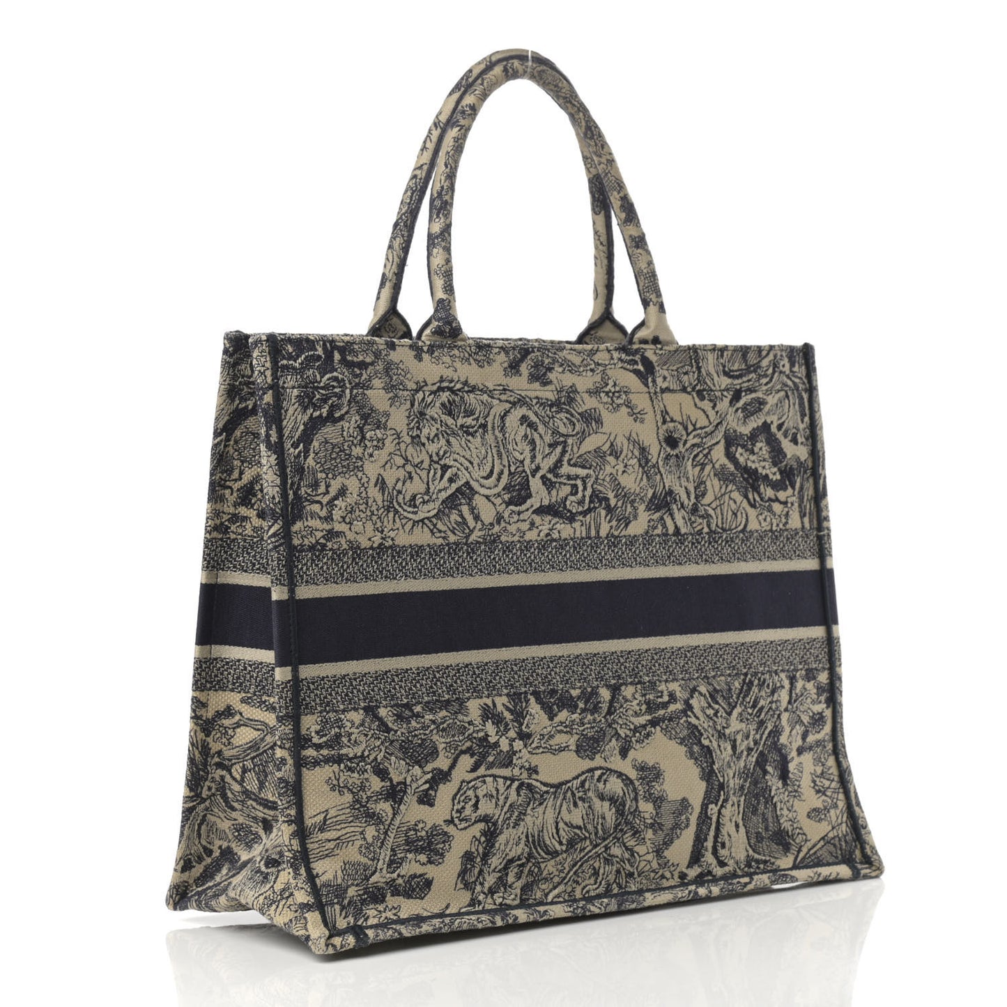 Canvas Embroidered Large Dioriviera Toile De Jouy Book Tote Blue