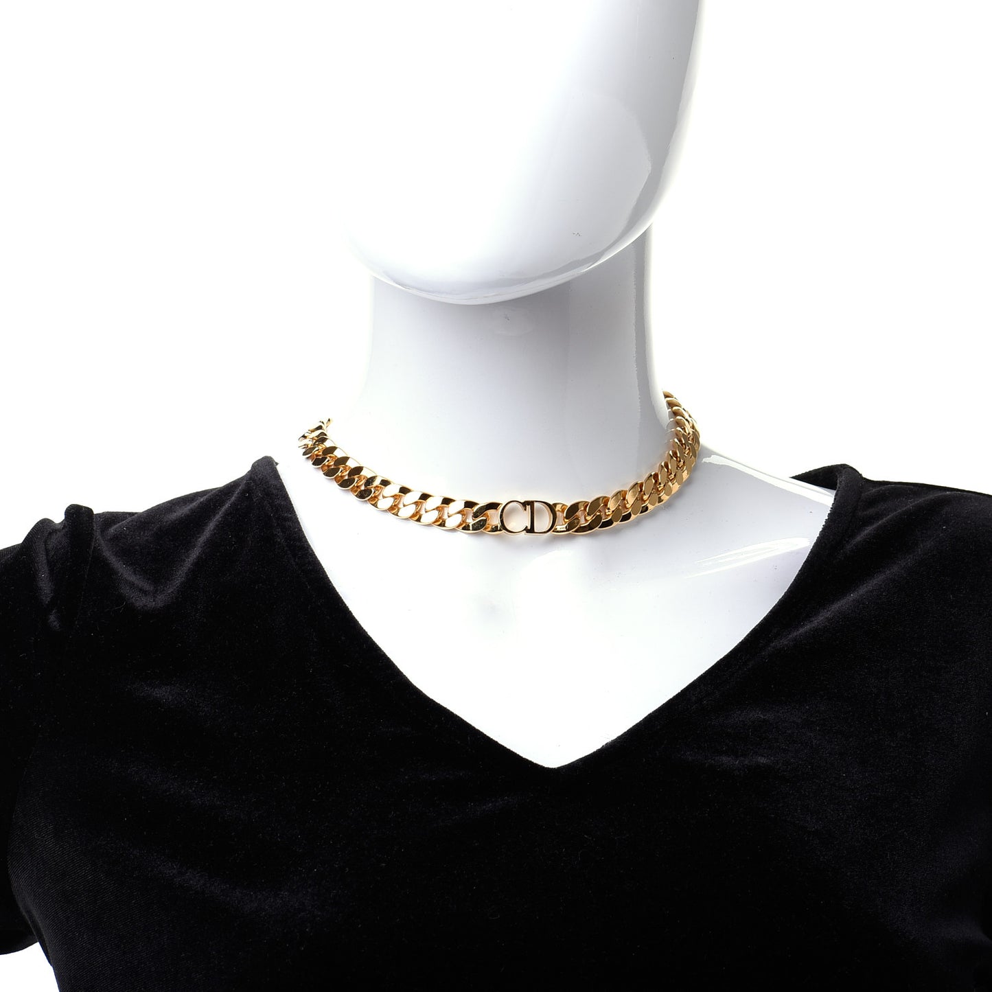 Metal CD Choker Necklace Gold