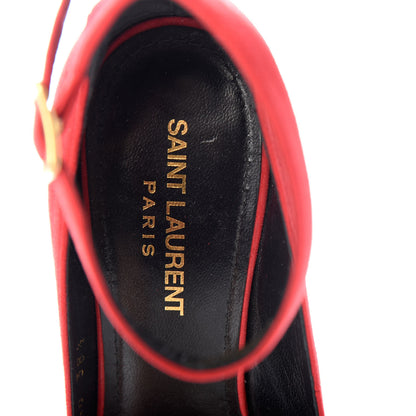 Saint Laurent Suede Loulou 70 Ankle Strap Pumps 38.5 Red 9 of 10