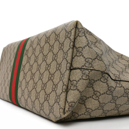Gucci GG Supreme Monogram Textured Calfskin Web Medium Ophidia Shopping Tote Beige Ebony New Acero 10 of 10