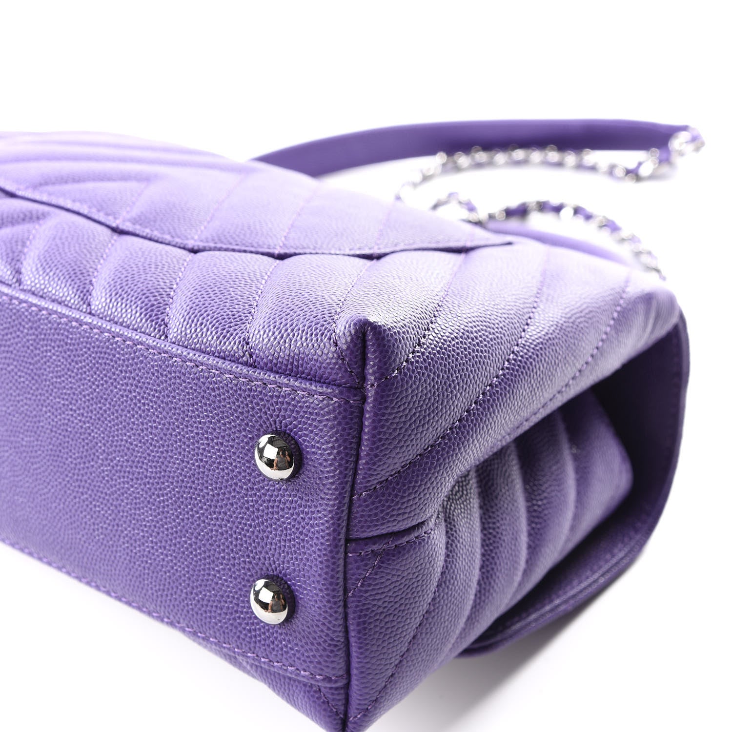 Chanel Caviar Chevron Quilted Mini Coco Handle Flap Purple 8 of 11