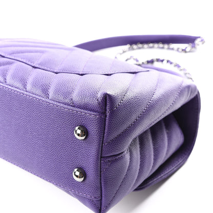 Chanel Caviar Chevron Quilted Mini Coco Handle Flap Purple 8 of 11