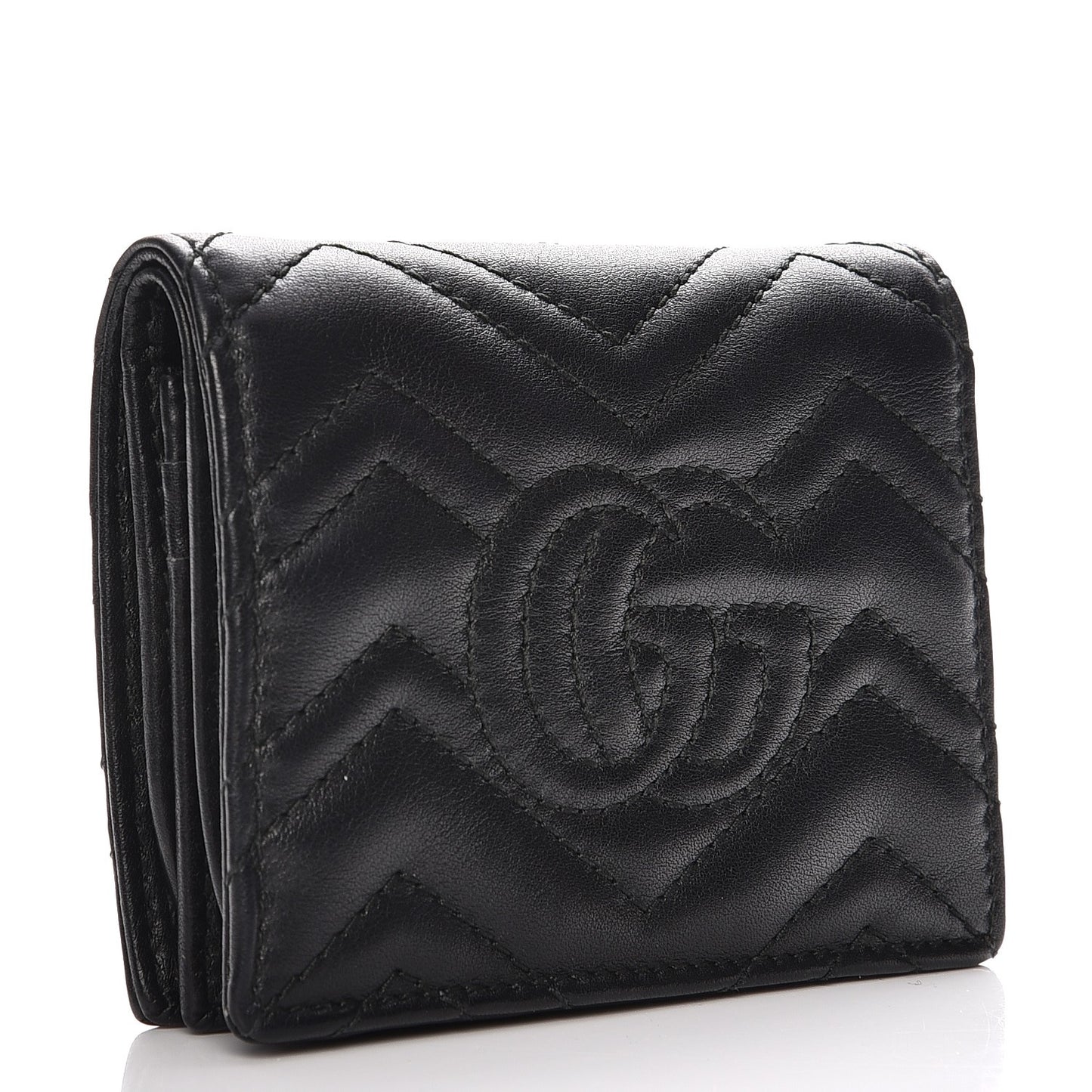 Calfskin Matelasse GG Marmont Card Case Black
