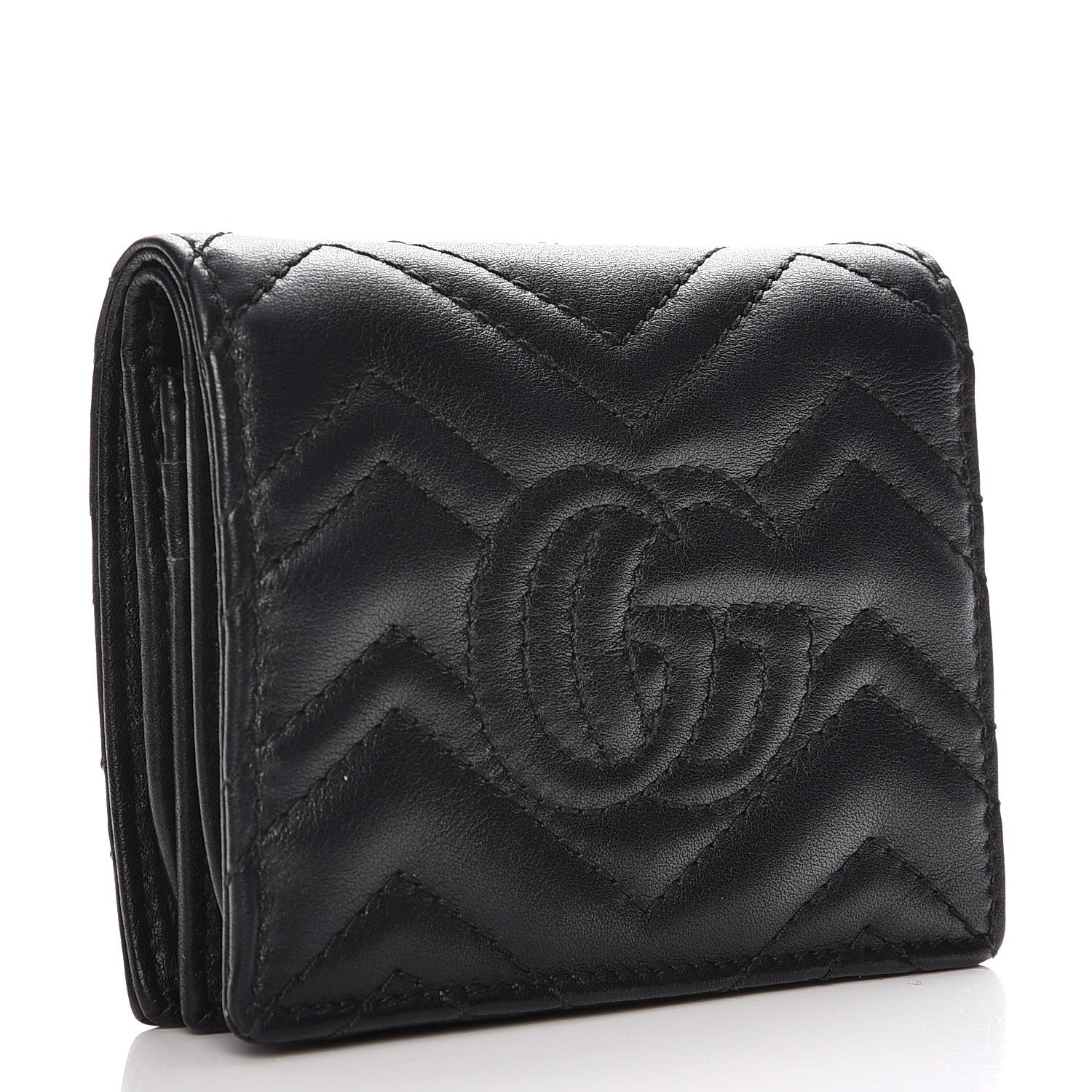 Gucci Calfskin Matelasse GG Marmont Card Case Black 3 of 8