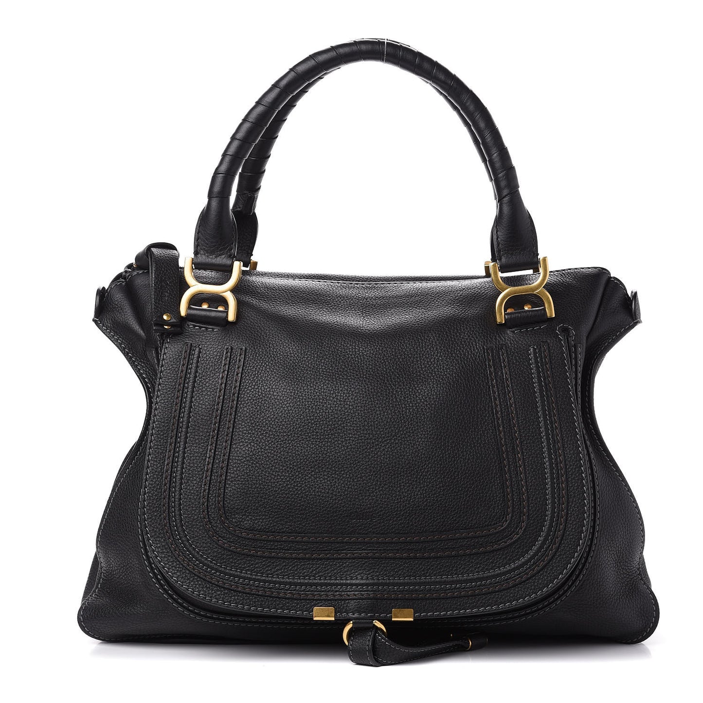 Calfskin Large Marcie Satchel Black