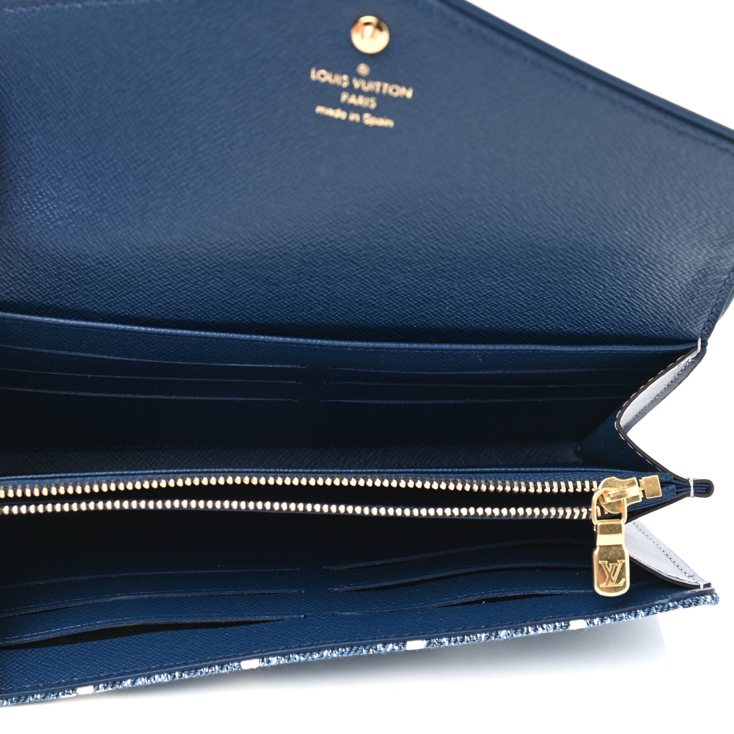 Monogram Jacquard Denim Sarah Wallet Bleu