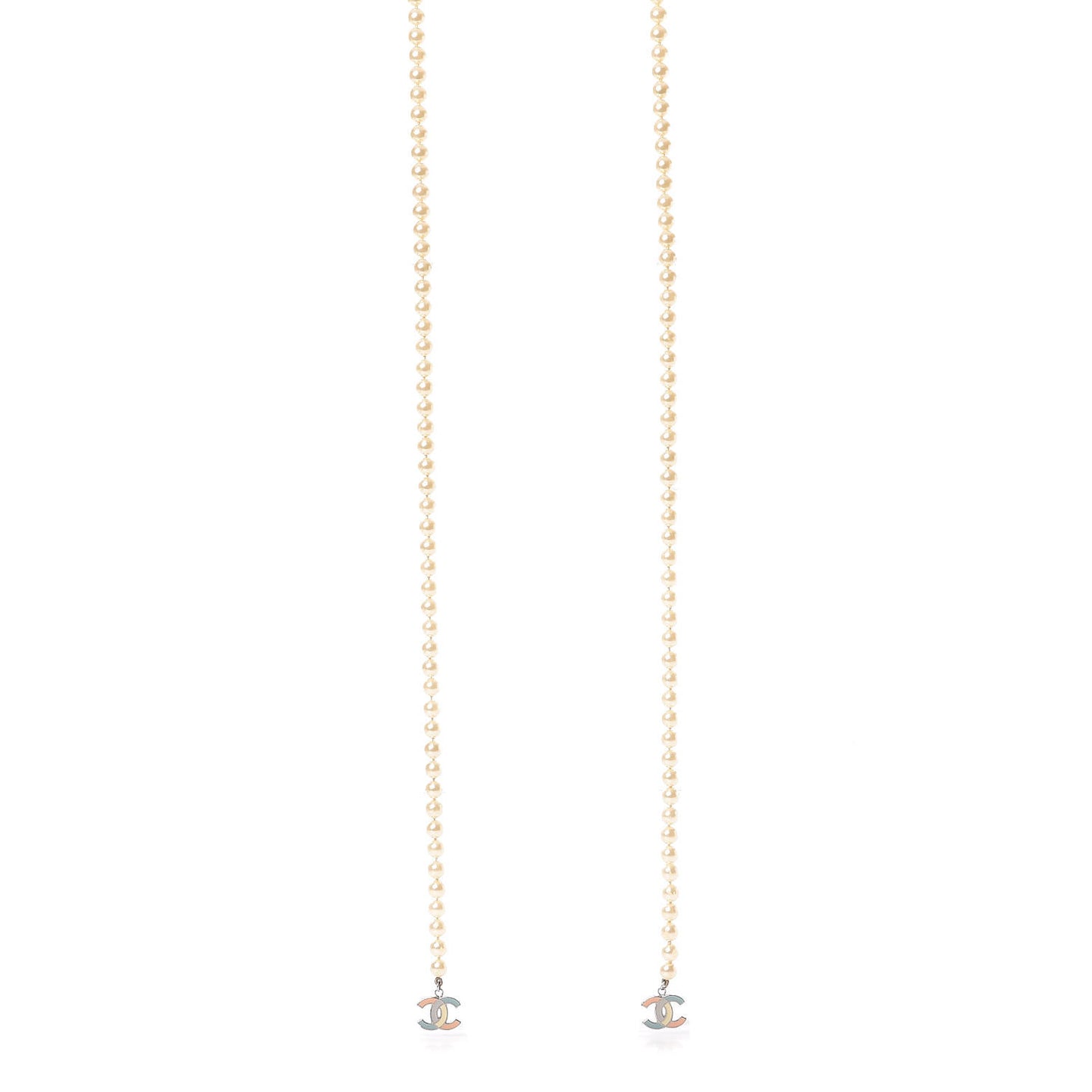 Pearl CC Long Necklace Silver Multicolor