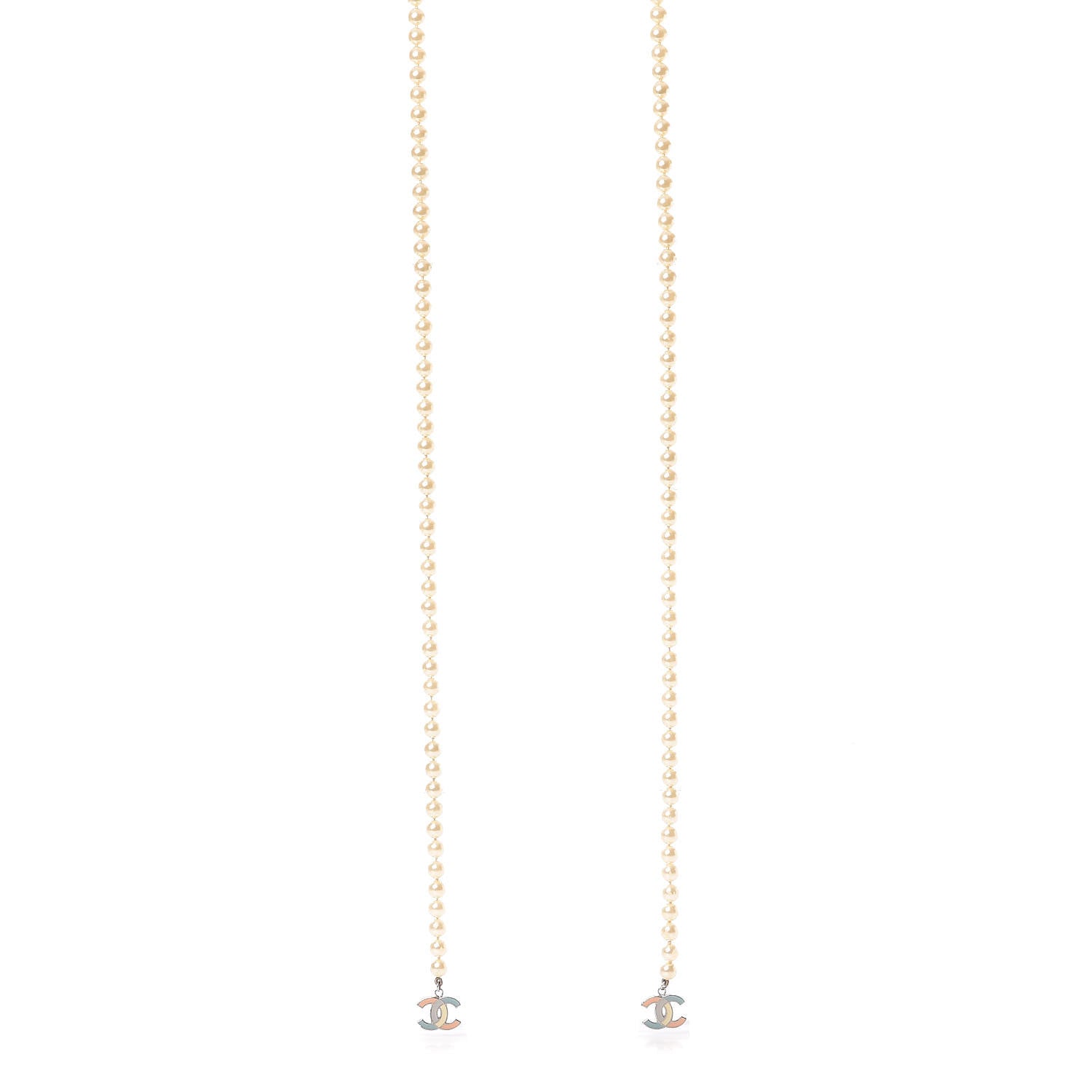 Chanel Pearl CC Long Necklace Silver Multicolor 1 of 3