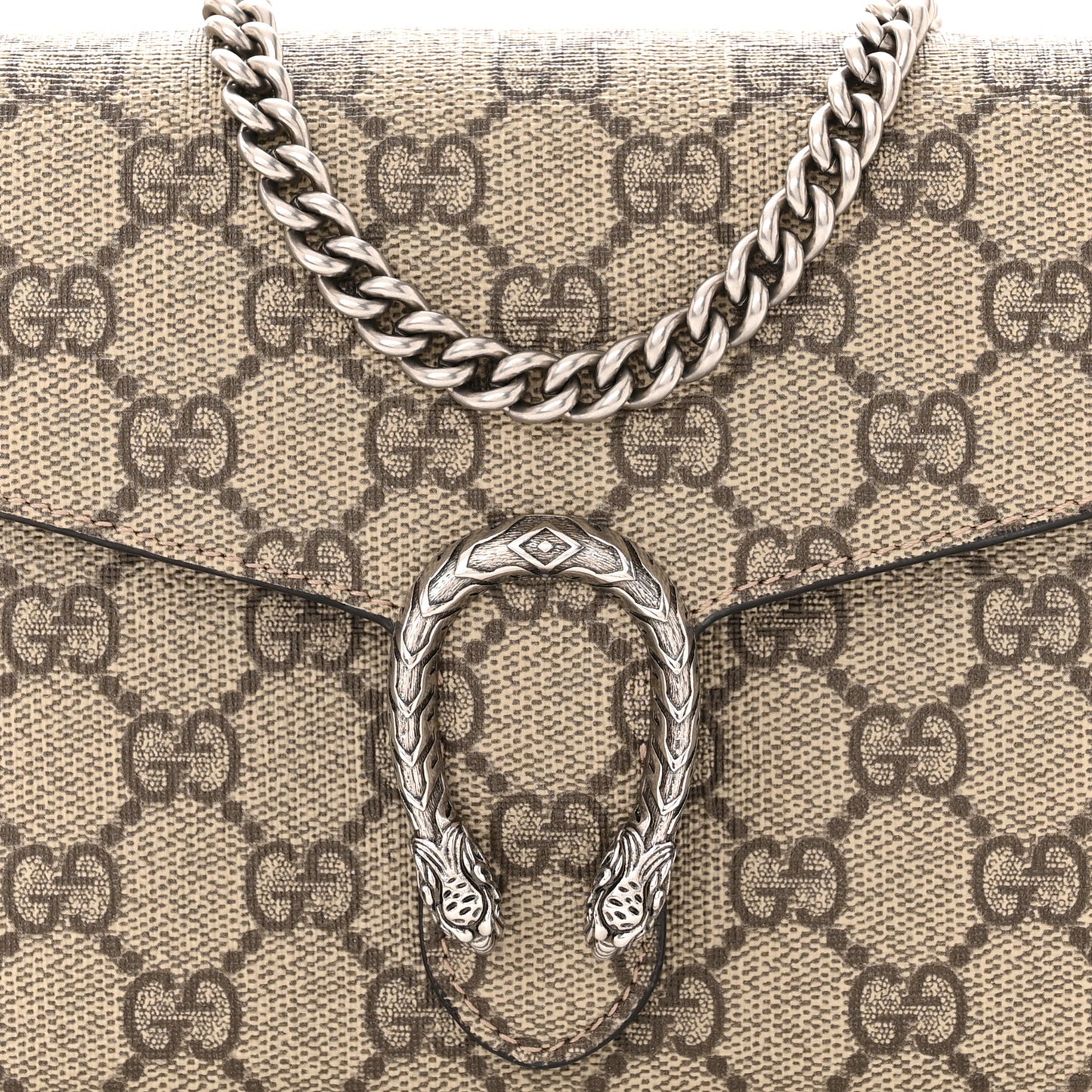 GG Supreme Monogram Mini Dionysus Chain Wallet Beige Taupe
