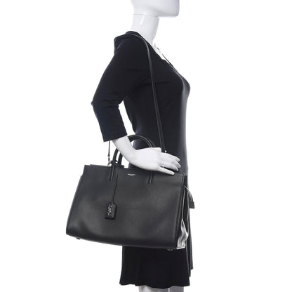 Saint Laurent Calfskin Medium Rive Gauche Cabas Navy Blue 2 of 9