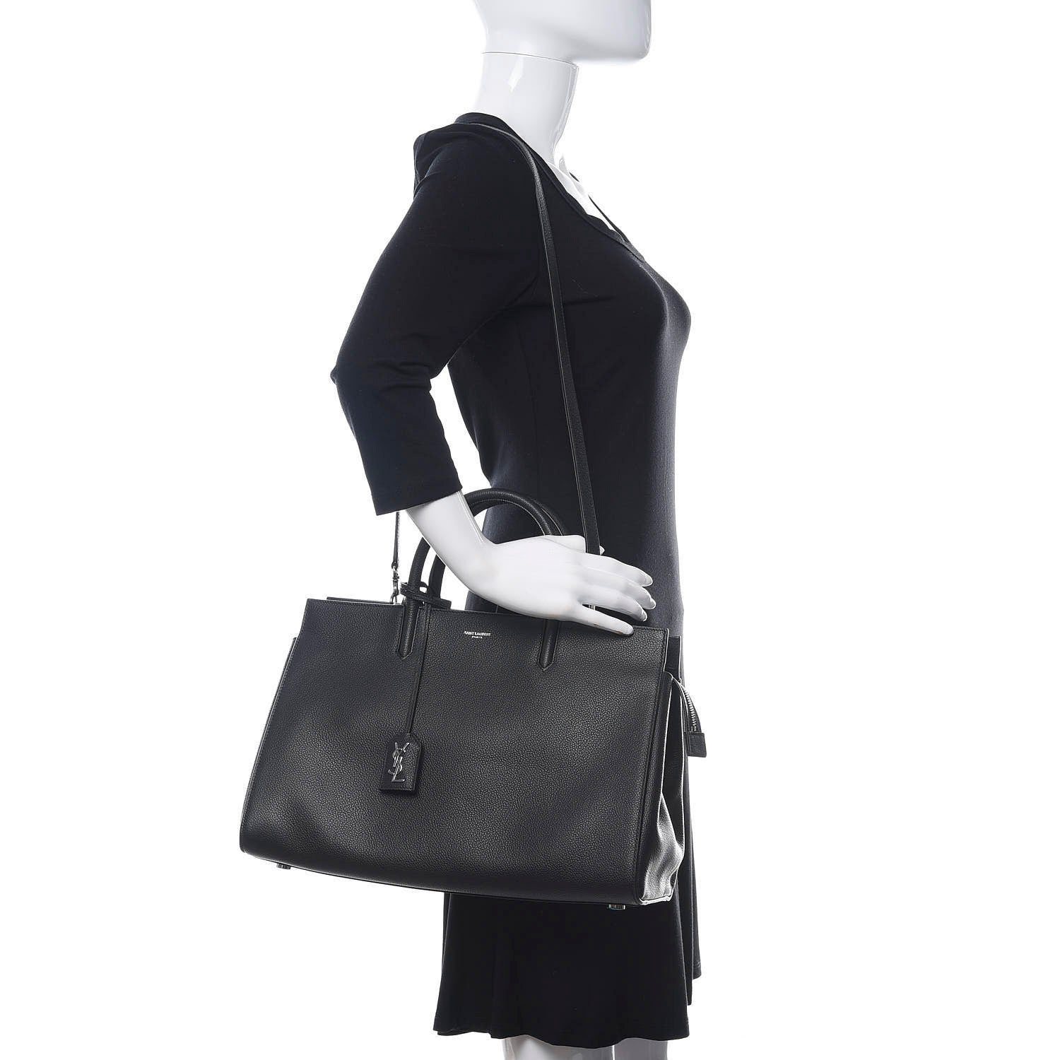 Saint Laurent Calfskin Medium Rive Gauche Cabas Navy Blue 2 of 9