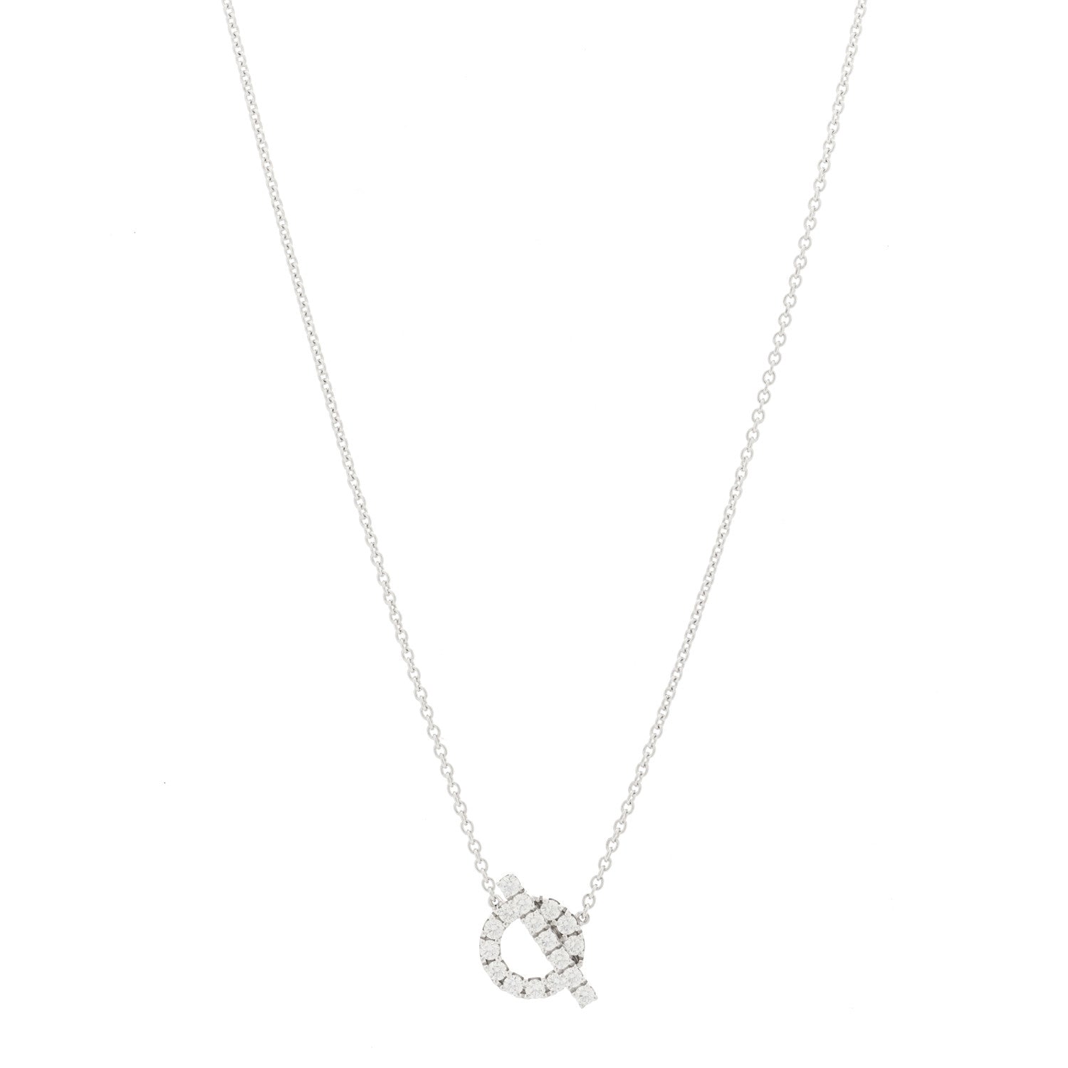 Hermes 18K White Gold Diamond Finesse Pendant Necklace 2 of 12