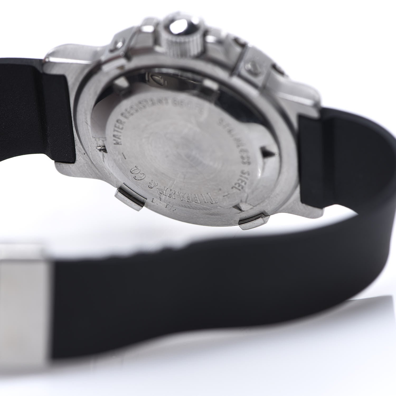 Tiffany Stainless Steel Rubber 30mm Diver Quartz Watch Black 6 of 7