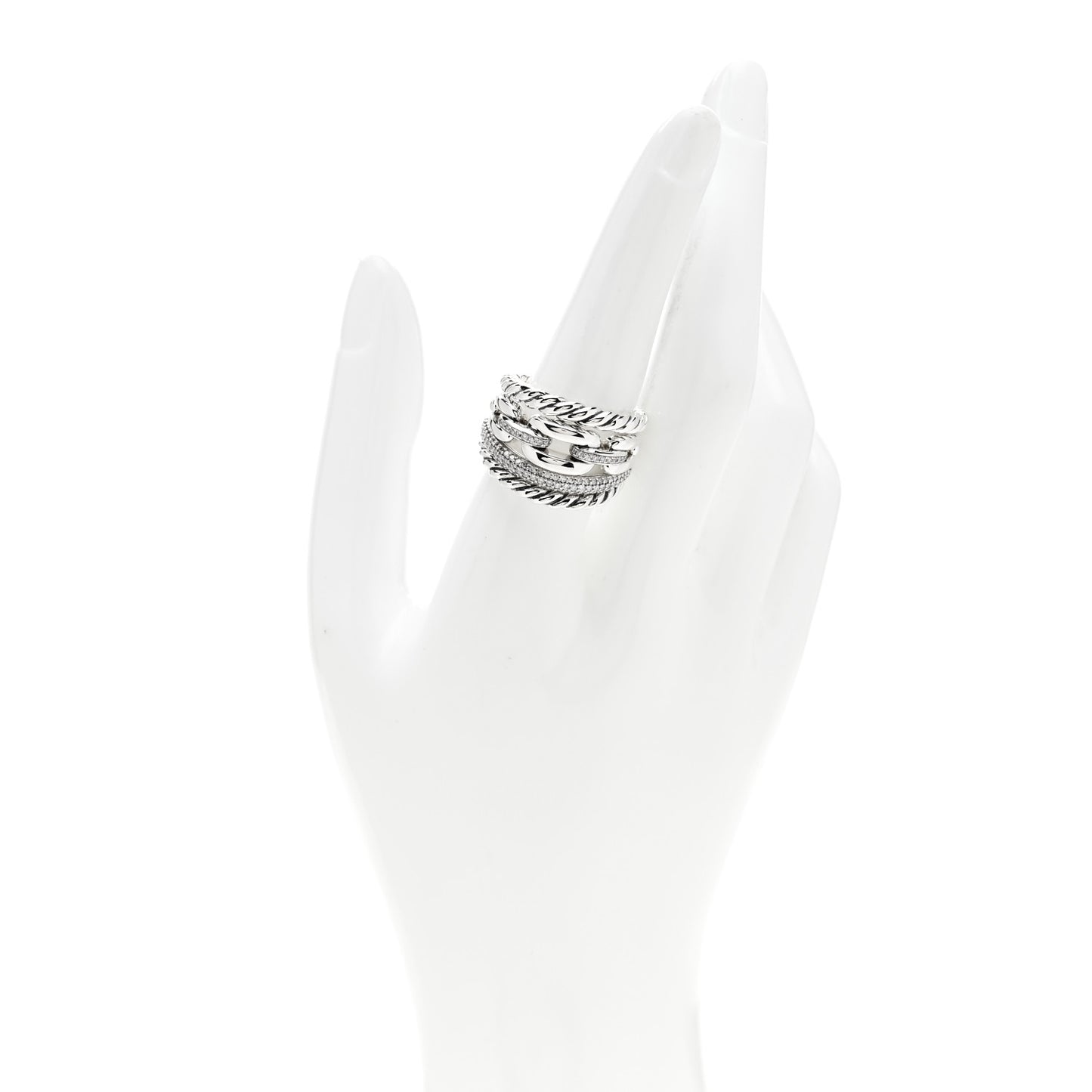Sterling Silver Diamond Wellesley Four-Row Ring 57 8