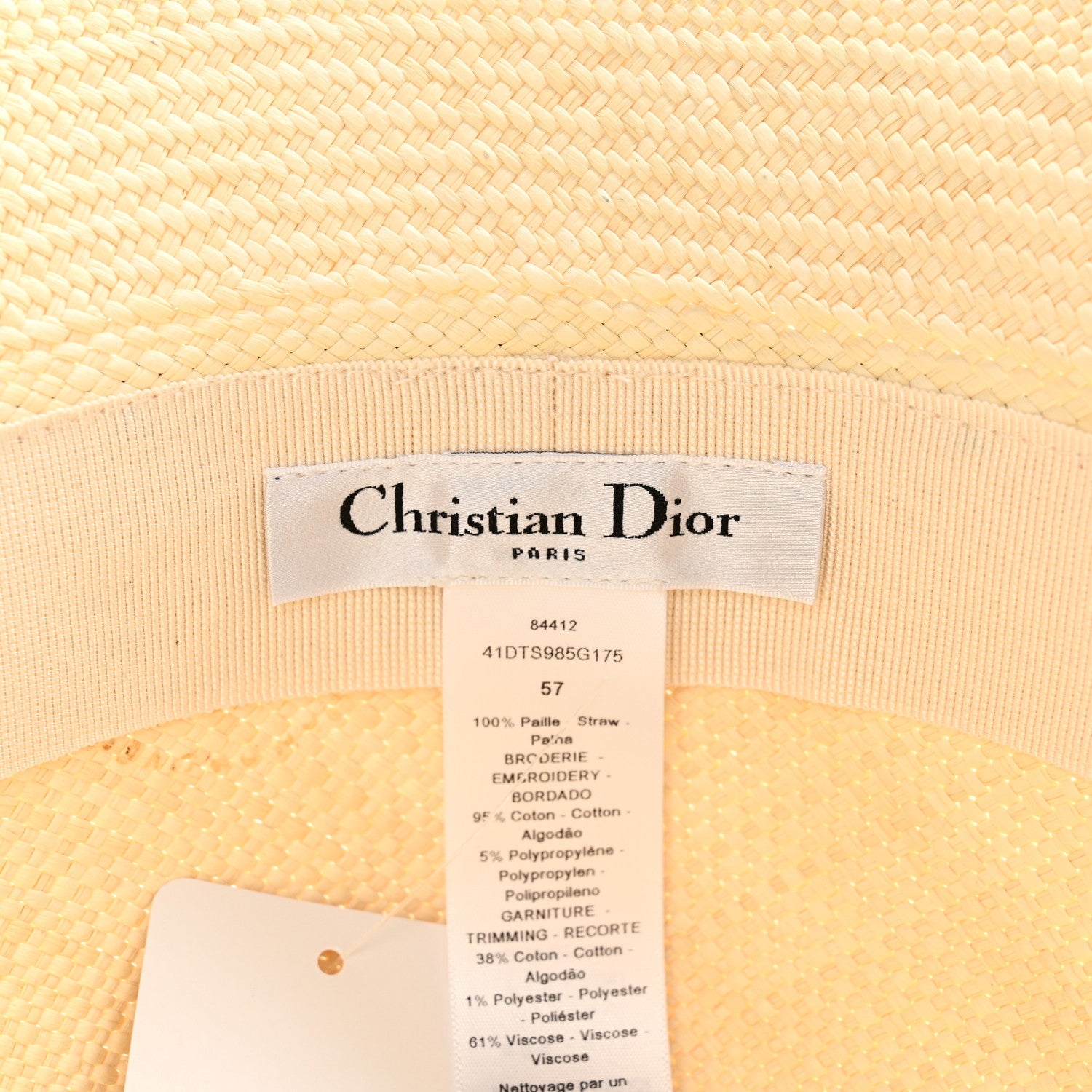 Christian Dior Straw D-Tulipe Brim Hat 8 of 10