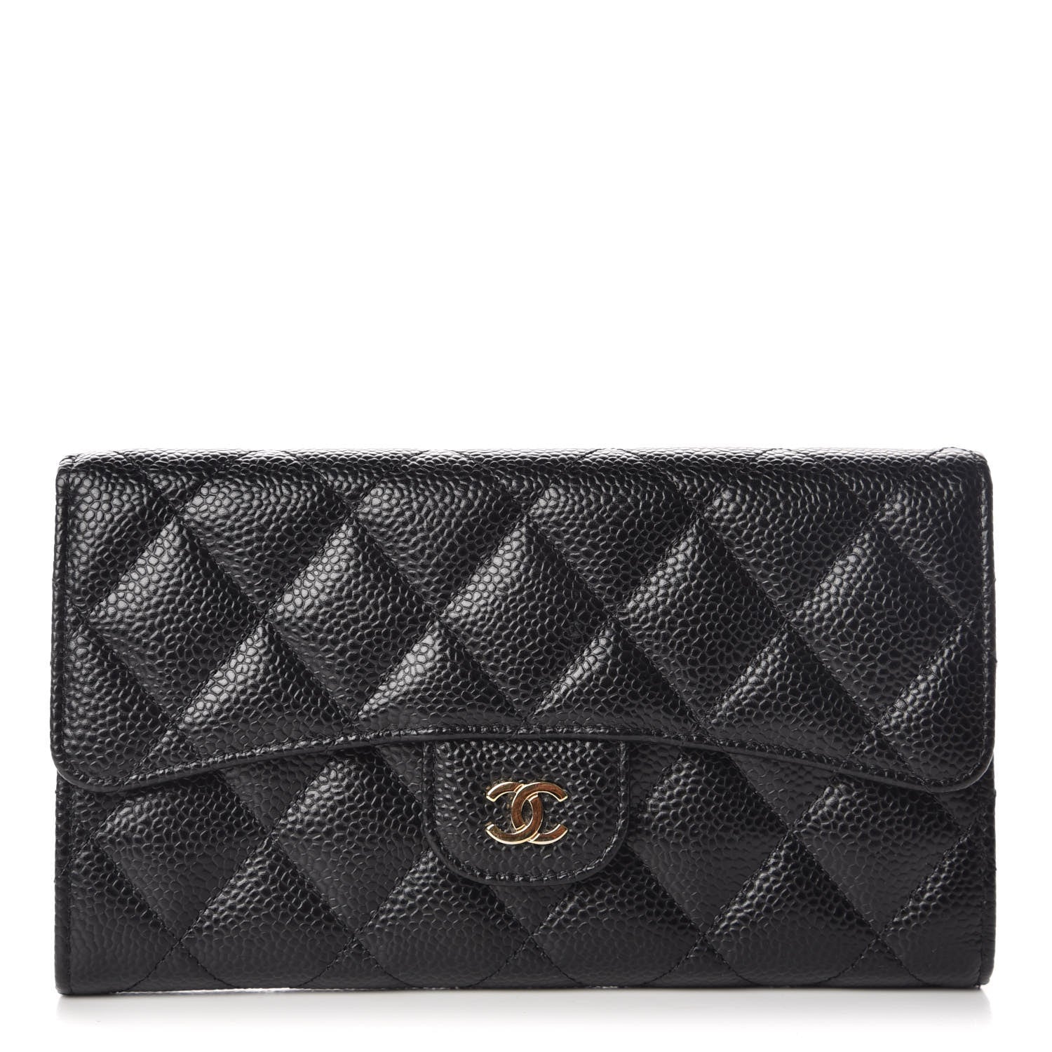 Chanel Caviar Quilted Long Flap Wallet Black 1 of 9