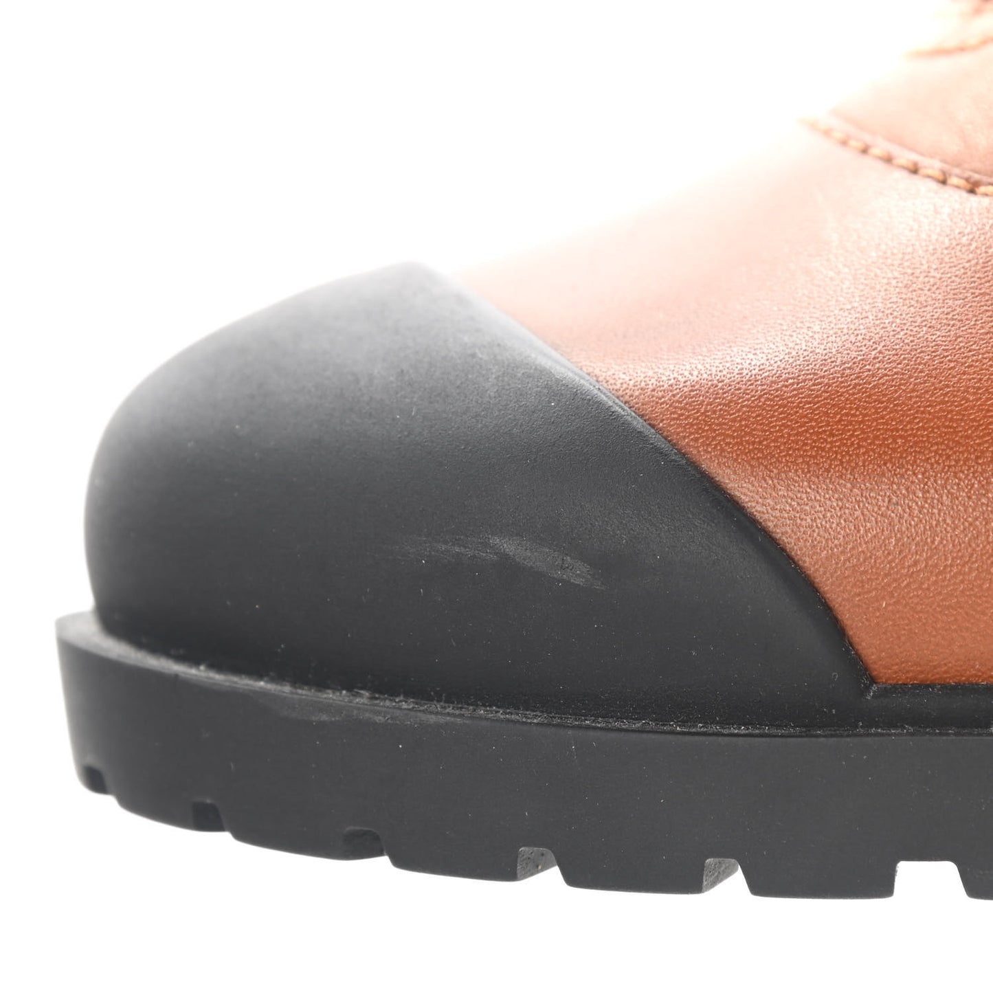 Calfskin Rockstud Cap Toe Combat Boots 38 Tan